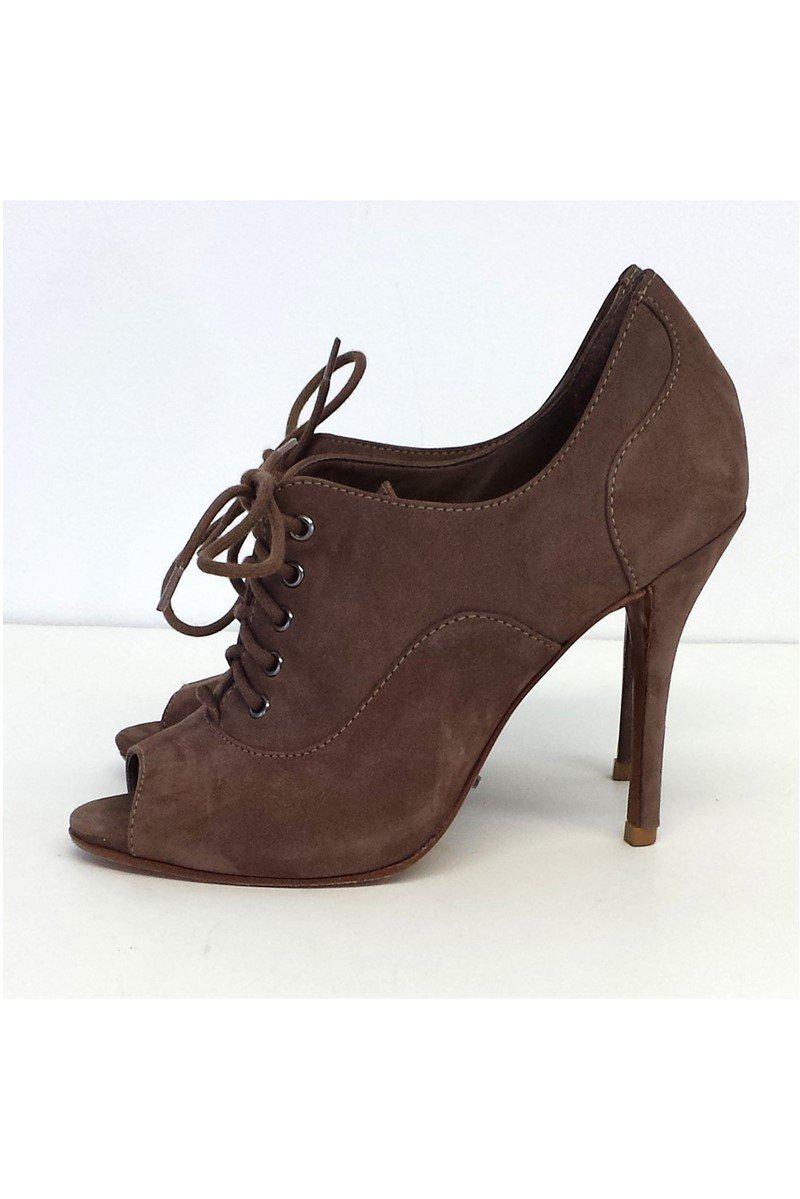 Schutz Deep Taupe Suede Peep Toe Heels - Size 6, A Fashion Must-Have!