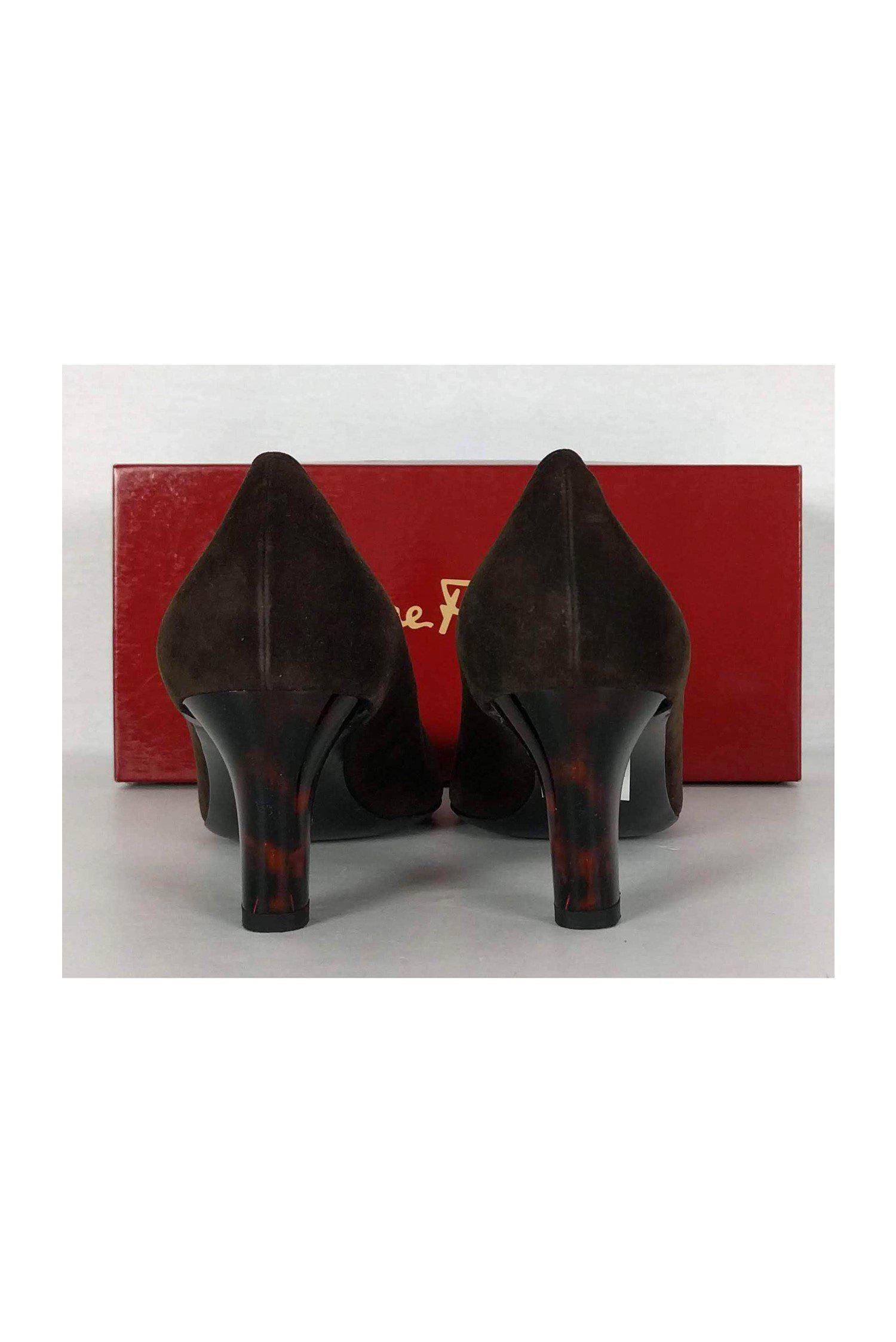 Ferragamo Brown Suede Office Pumps - Size 11
