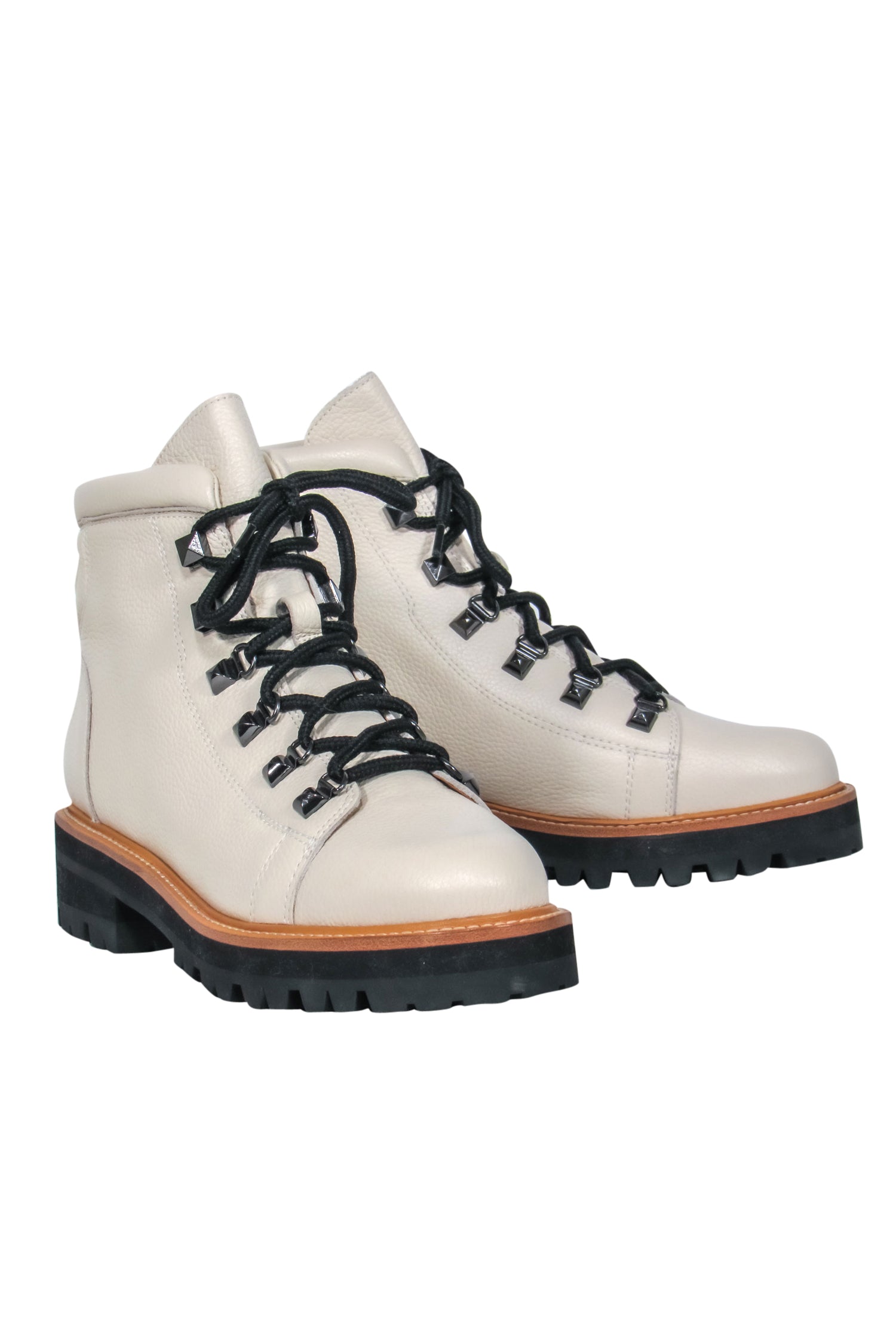 Marc Fisher Cream Pebbled Leather Lace - Up Combat Boots - Size 10: Style Up Your Cold Months!