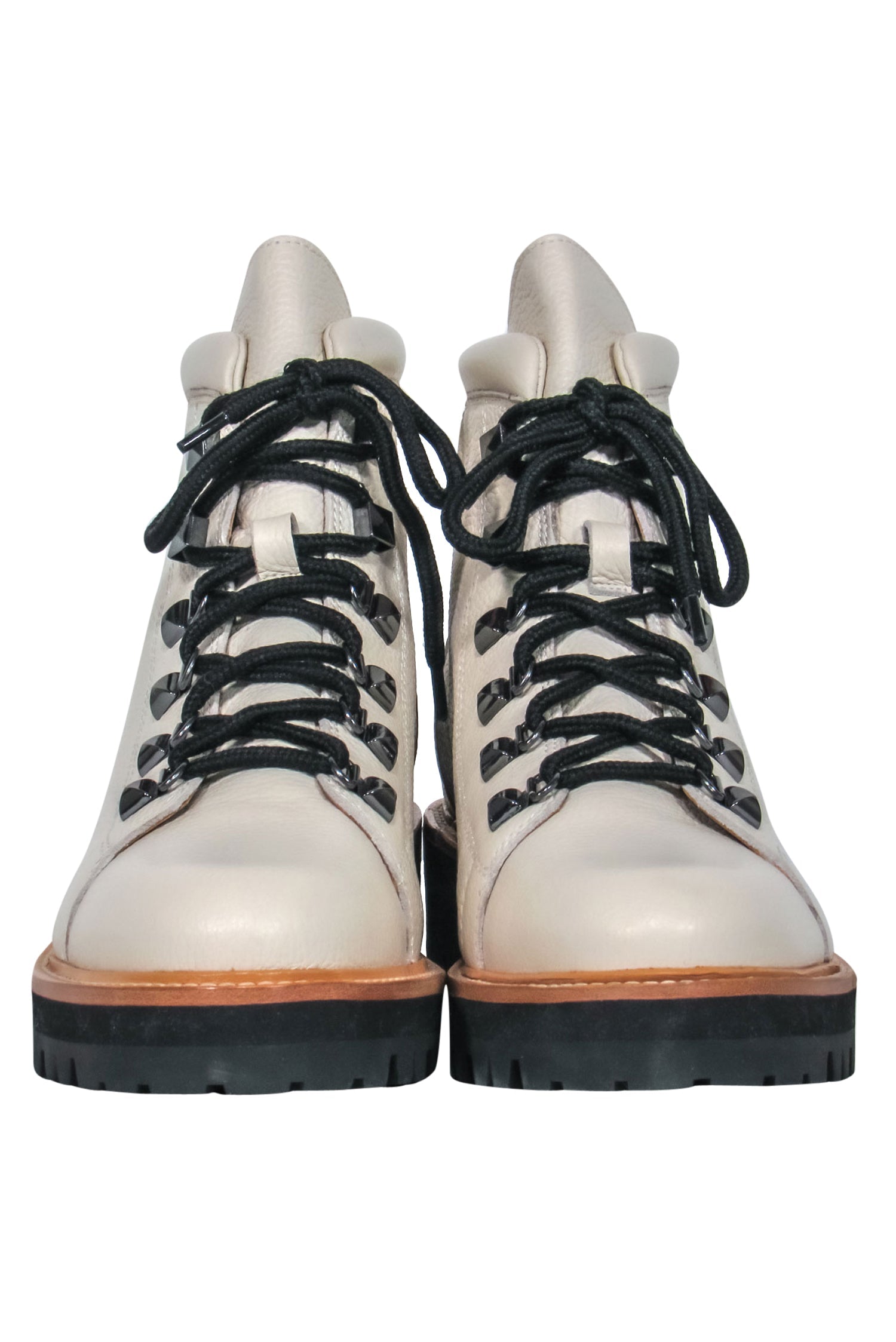 Marc Fisher Cream Pebbled Leather Lace - Up Combat Boots - Size 10: Style Up Your Cold Months!