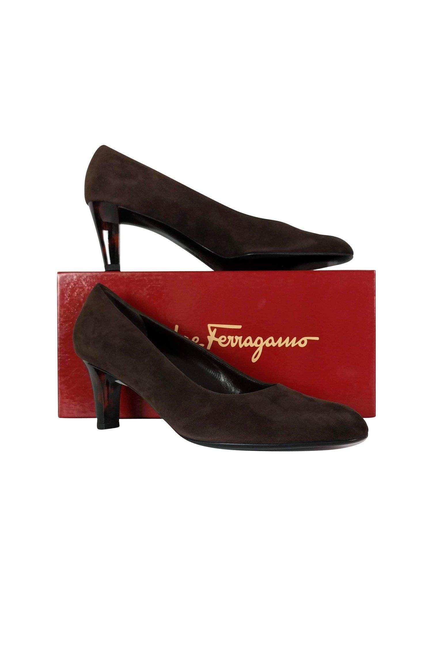 Ferragamo Brown Suede Office Pumps - Size 11