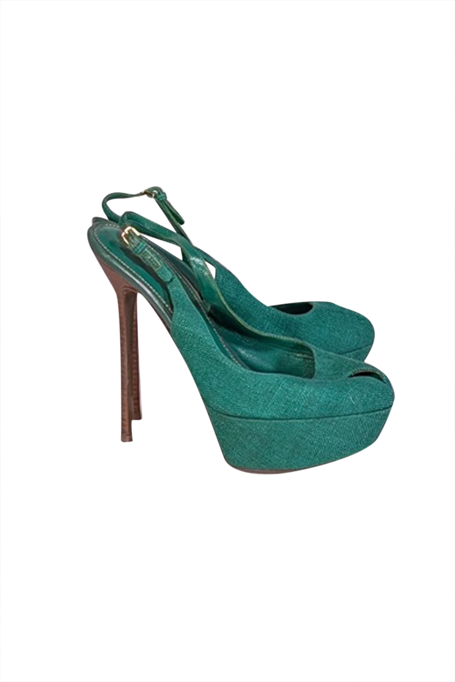 Sergio Rossi - Stunning Green Strappy Canvas Heels in Size 9.5