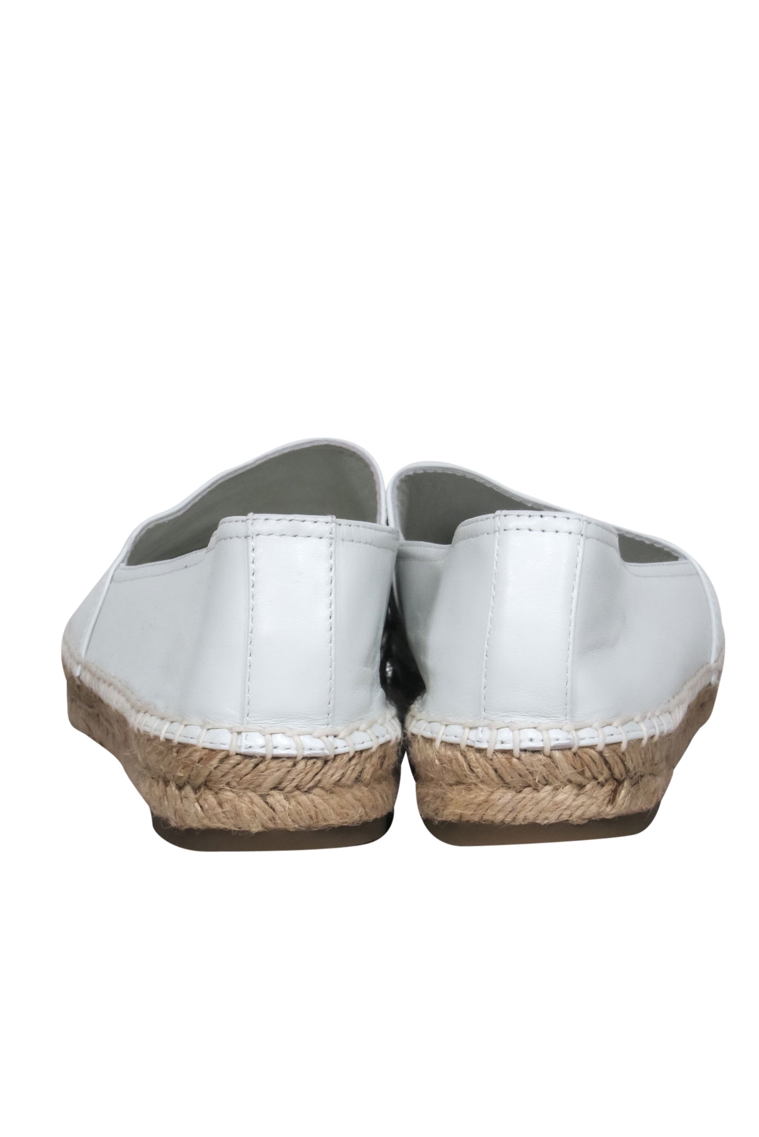 Yves Saint Laurent White Leather Logo Embossed Espadrilles - Size 11: Summer Fashion Must-Have