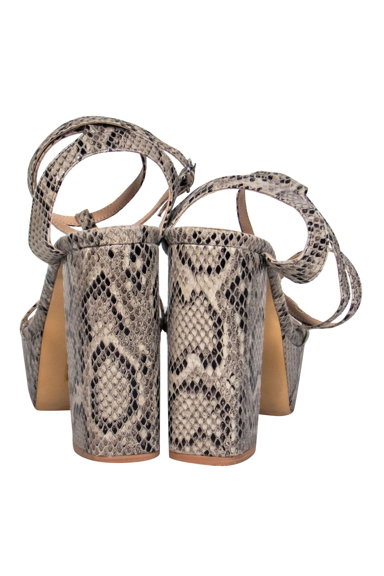 Free People - Stunning Beige Snakeskin Strappy Platform Pumps in Size 7
