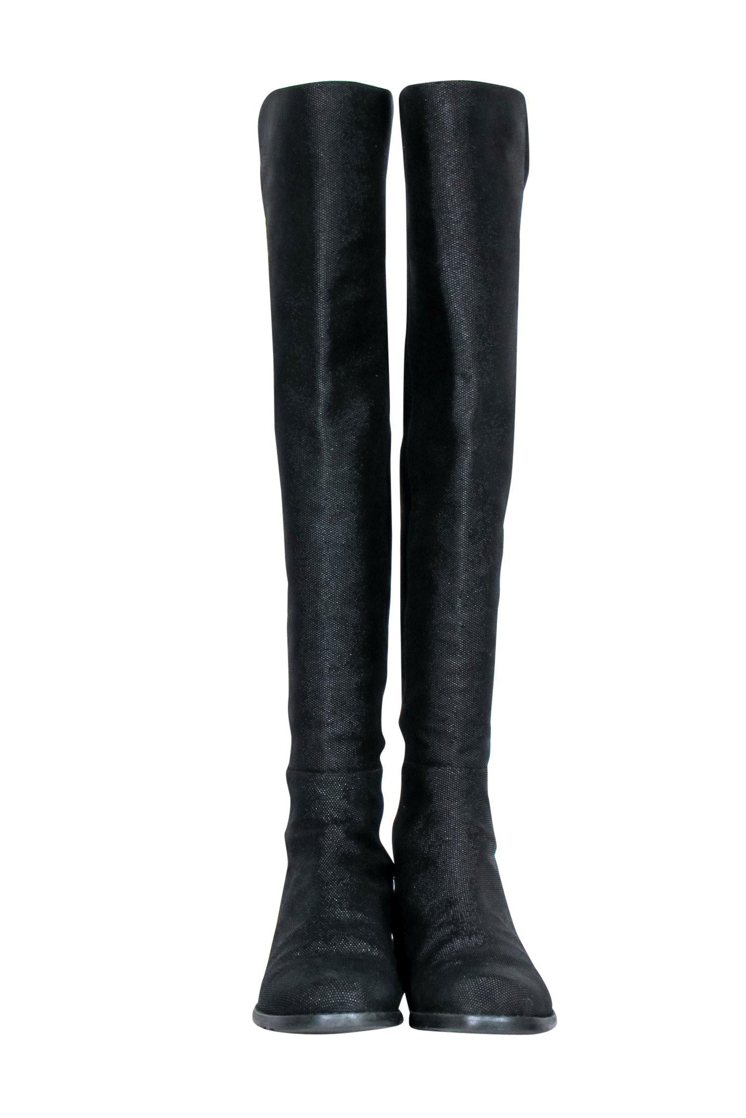 Stuart Weitzman's Stunning Black Textured Over-the-Knee 5050 Boots - Size 8