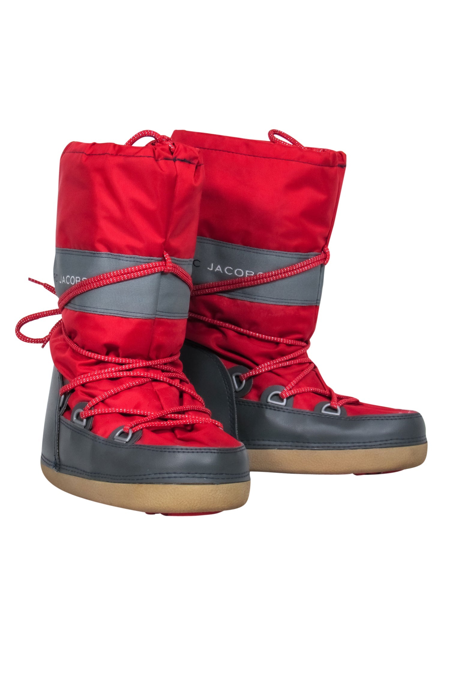 Marc Jacobs - Stunning Red & Gray Lace-Up Chunky Moon Boots in Size M