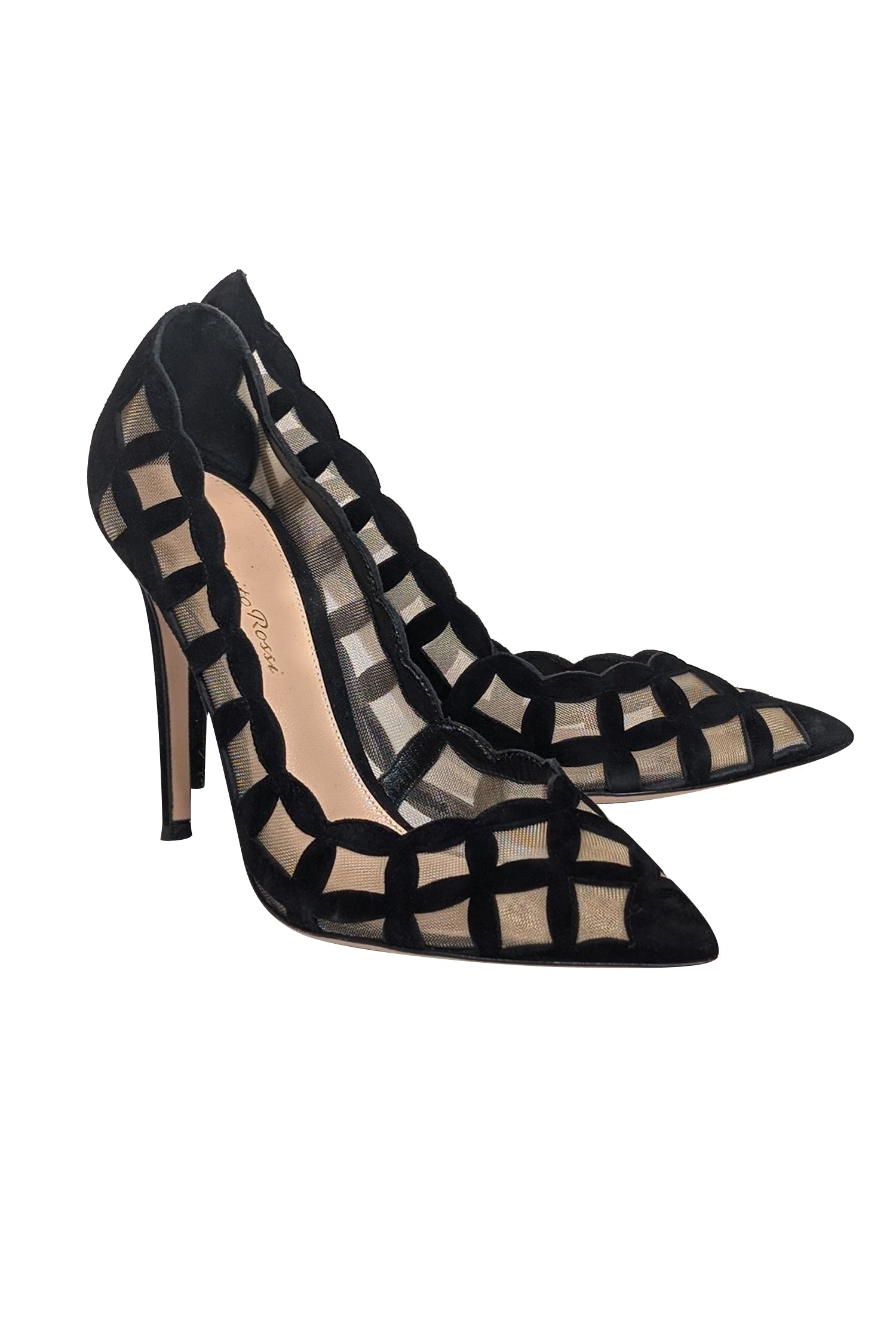 Gianvito Rossi - Stunning Black Suede Patterned Mesh Pumps in Size 8