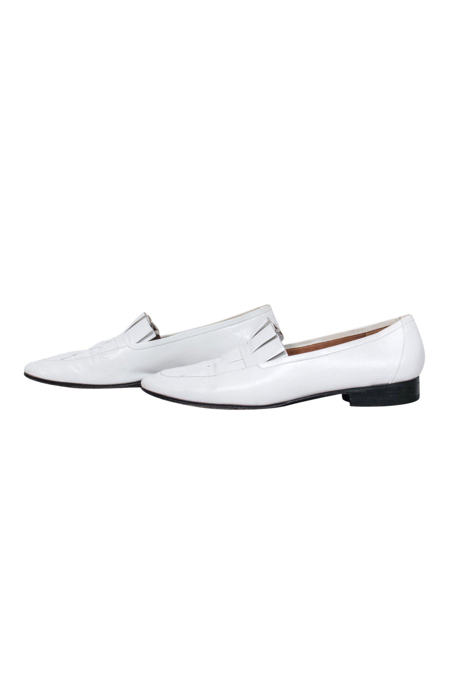 The Row - Gorgeous White Leather Pleated Loafers in Size 8.5