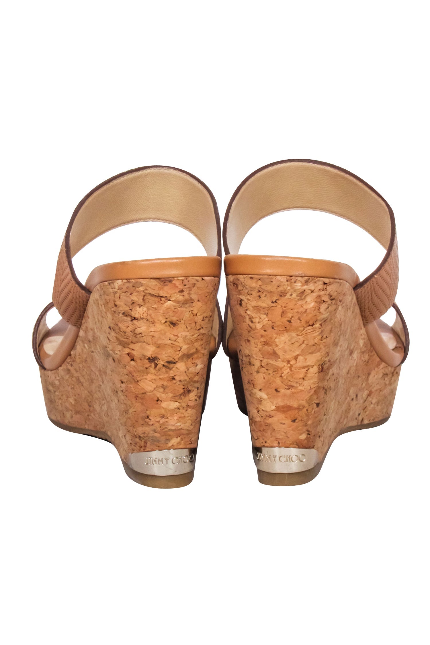 Jimmy Choo Tan Leather Cork Wedges - Size 8 - Perfect for Island Getaways