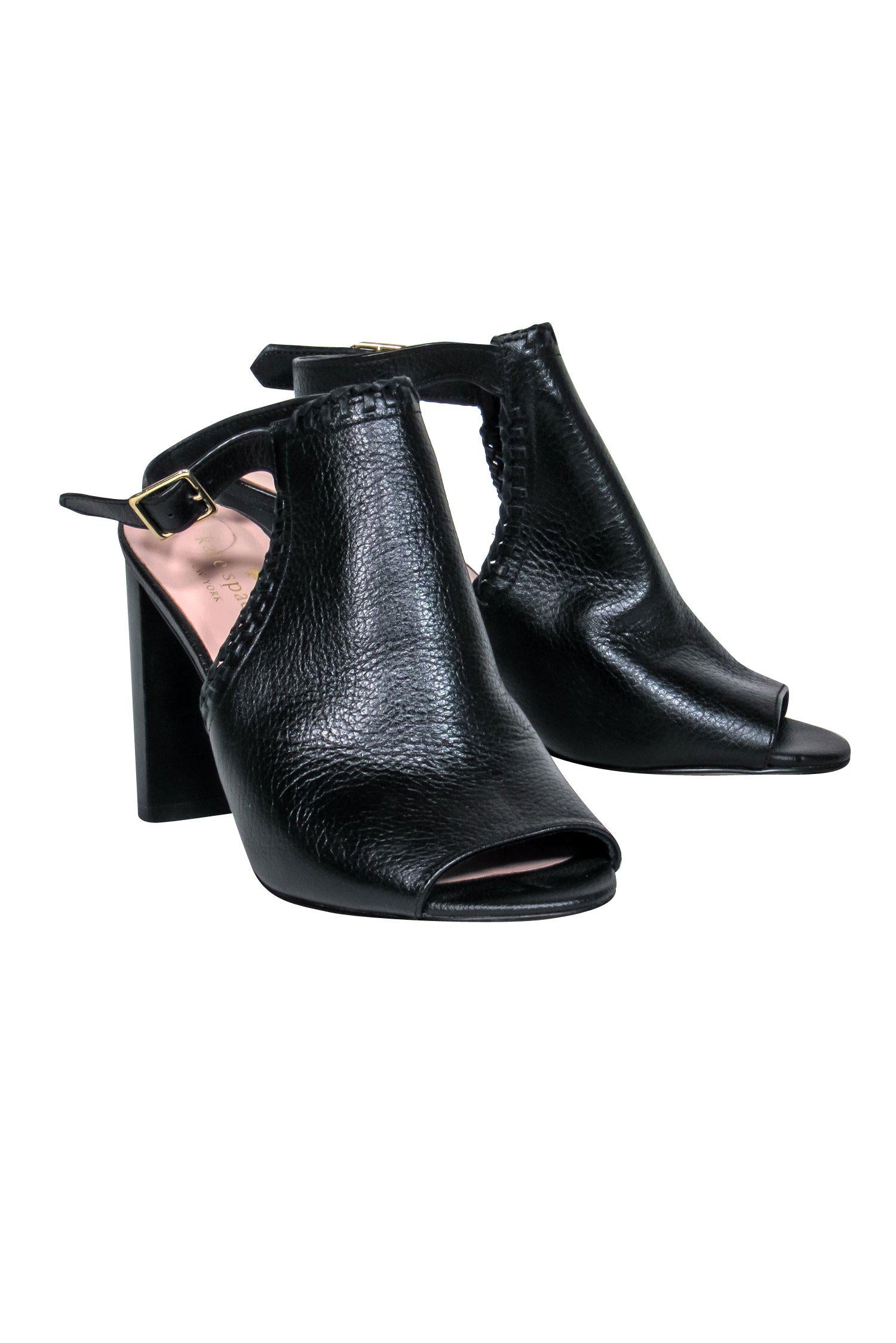 Kate Spade Stylish Black Leather Open Toe Mule Heels - Size 7