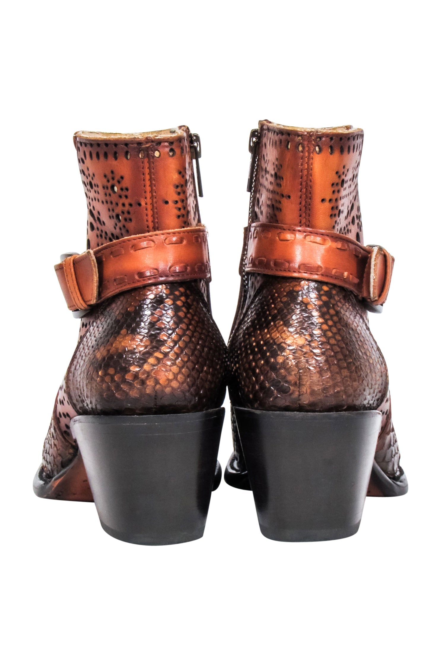 JB Dillion Tan & Brown Leather Short Boots - Size 7: Add Wild Flair to Your Fall!