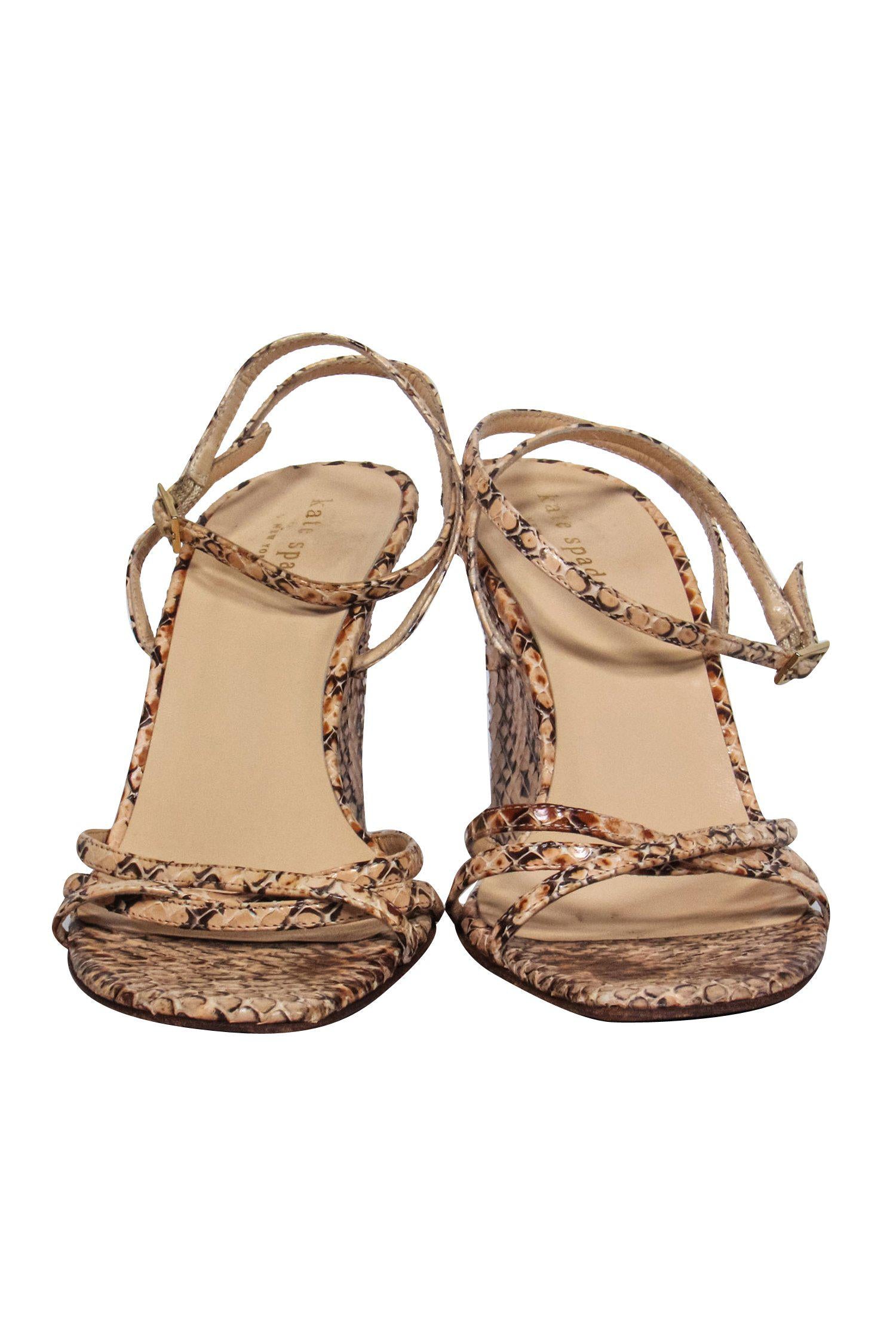 Kate Spade's Stunning Beige Snakeskin Strappy Wedges - Size 8