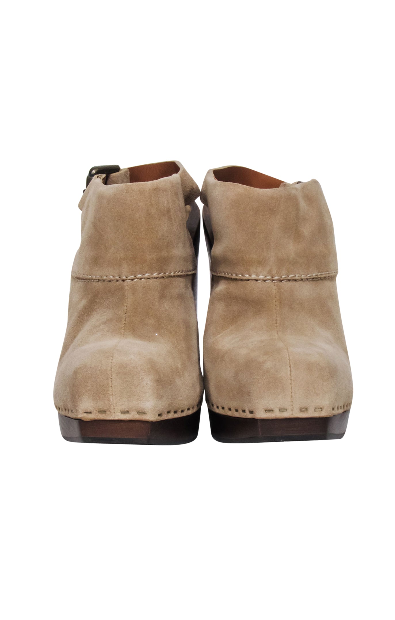 See by Chloe's Irresistible Beige Suede Platform Clog Pumps - Size 7