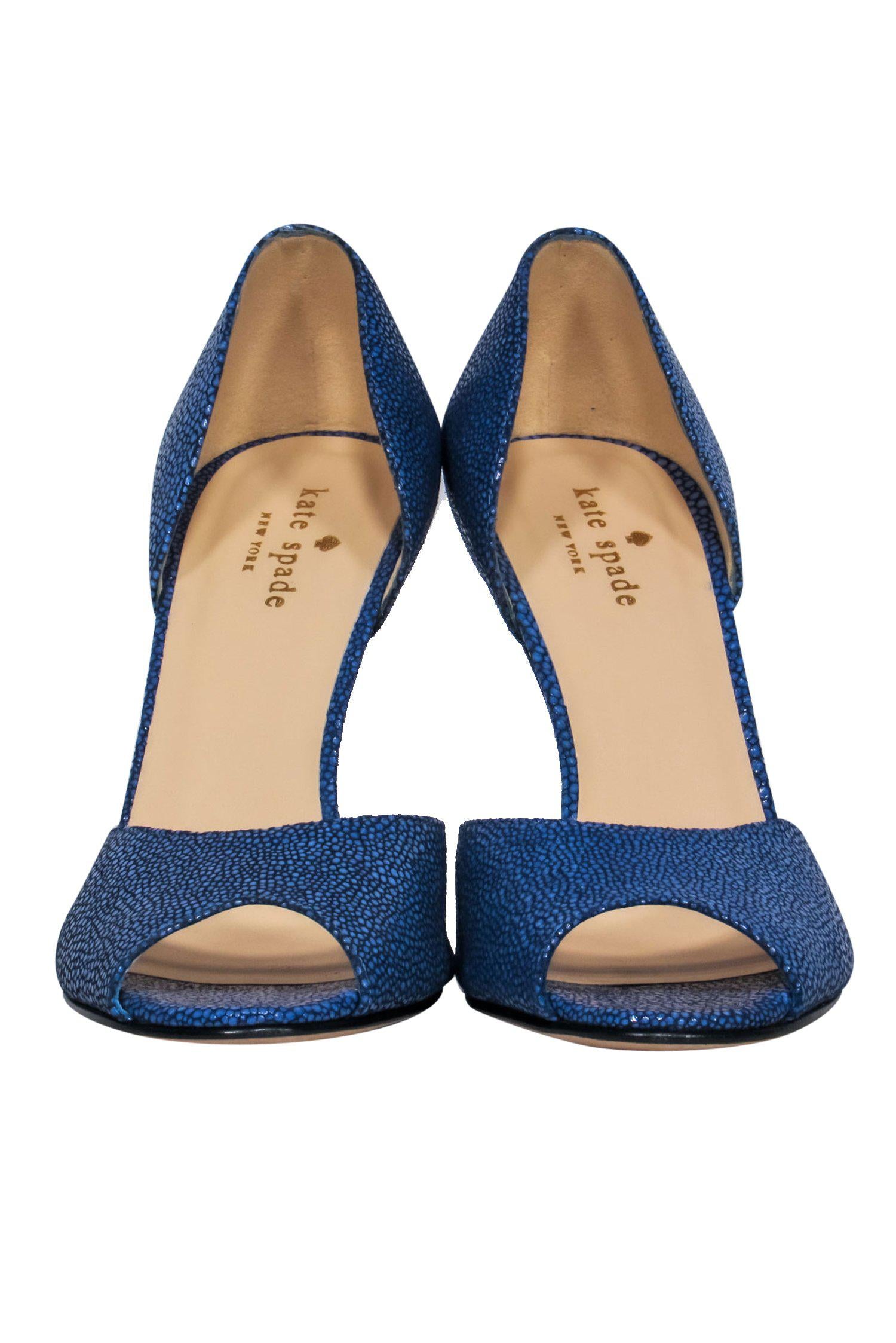 Kate Spade Blue Speckled Textured Open Toe Heels - Size 8, A Must - Have Fashion Statement!