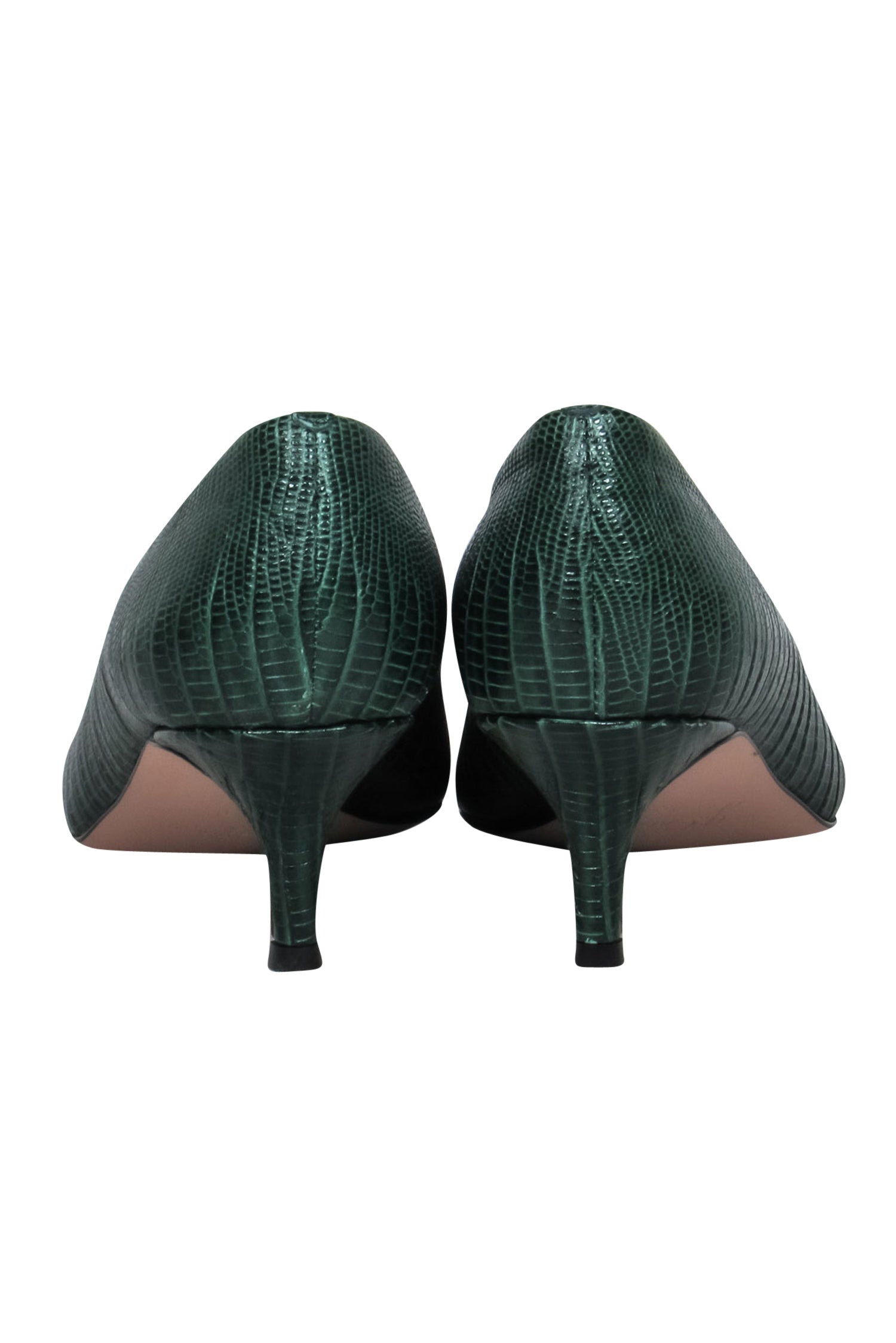J.Crew Emerald Green Crocodile Embossed Kitten Heels - Size 9: Fierce and Fabulous!