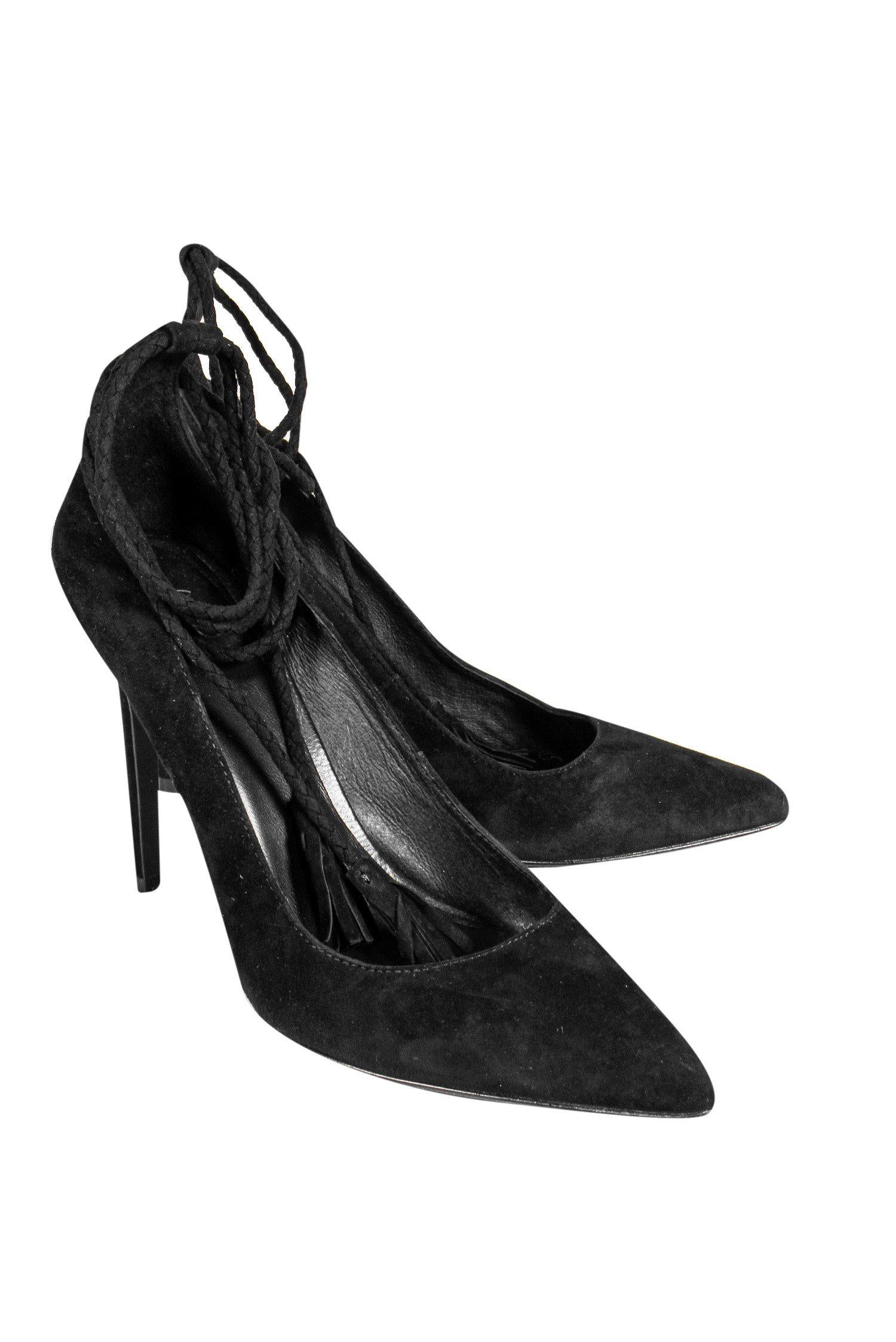 Joie - Stunning Black Suede Anklewrap Pumps in Size 8