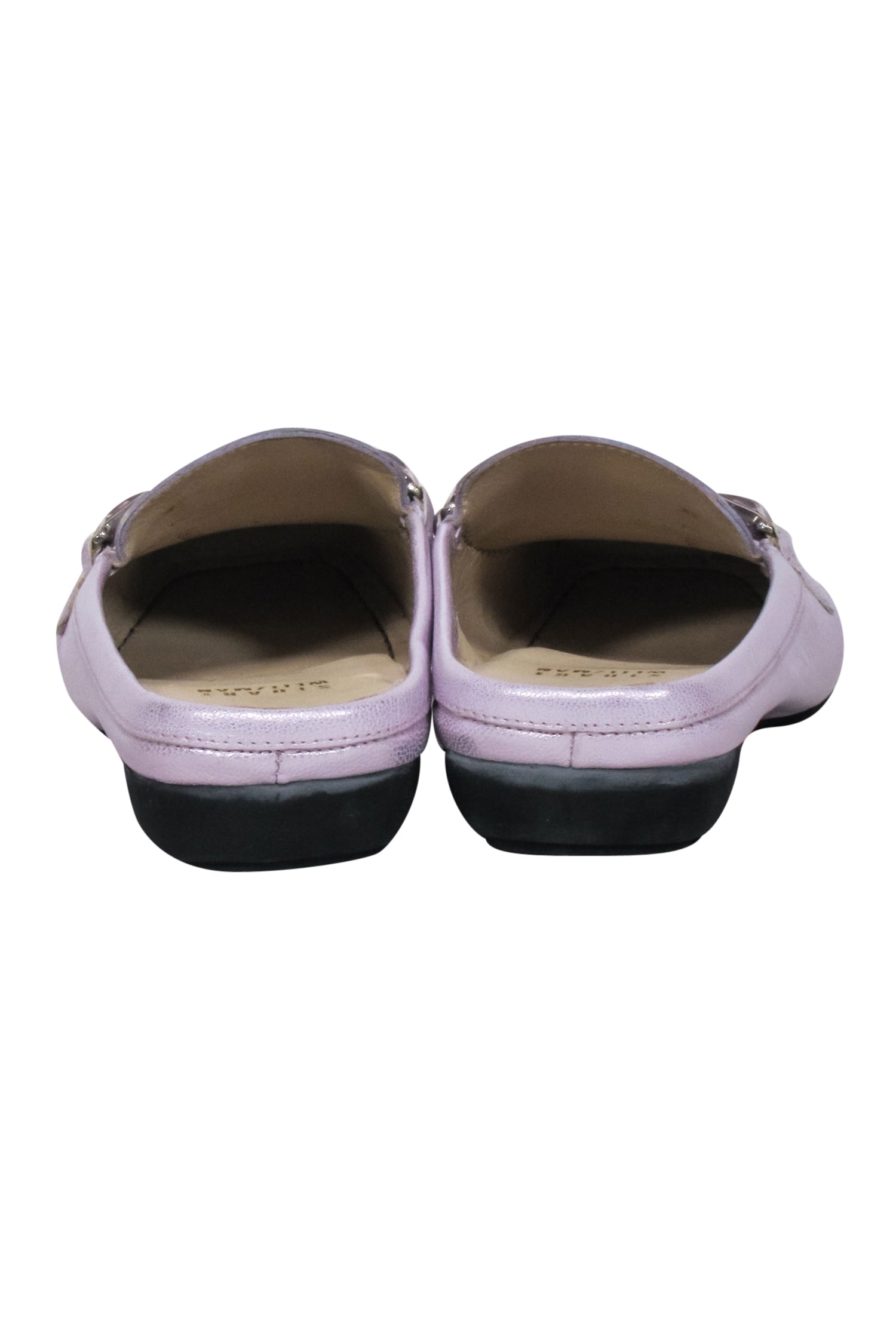Stuart Weitzman Lavender Metallic Leather Mule Loafers with Crystal Rhinestones - Size 7