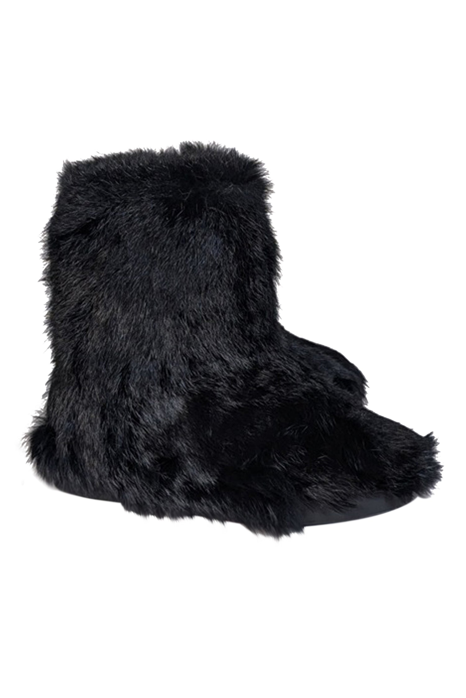 Ruco Line Black Rabbit Fur Short Boots - Size 8