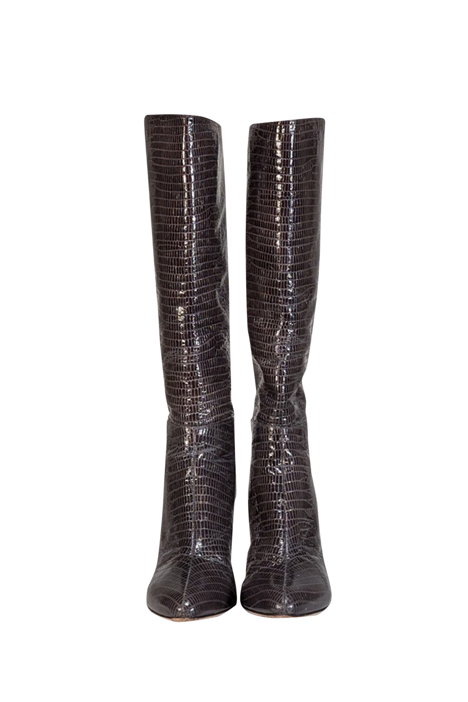 Jimmy Choo - Stunning Black Croc Embossed Heeled Boots in Size 10.5