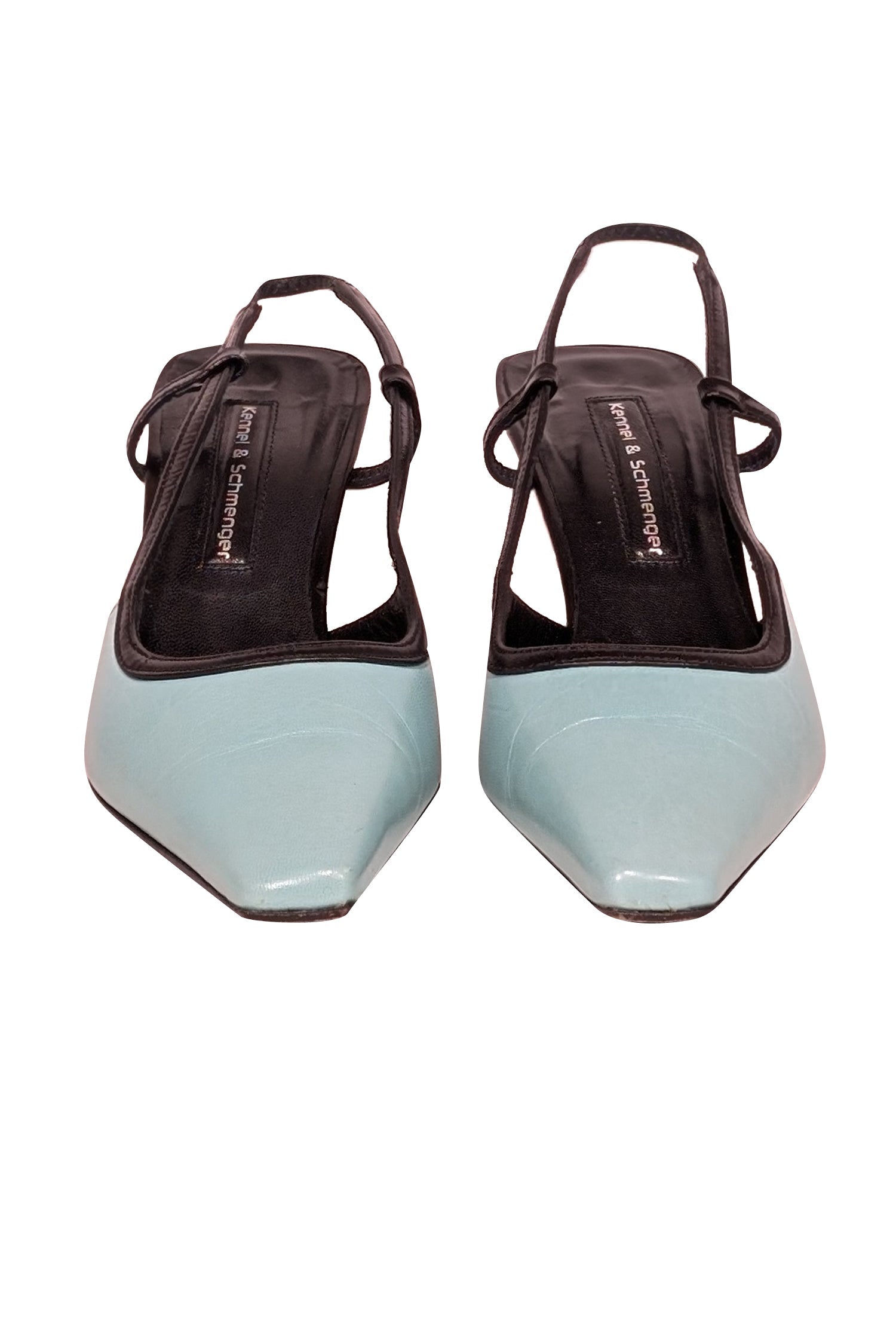 Kennel & Schmenger Mint & Black Leather Sling Back Pumps - Size 4: Stylish Office Must-Haves