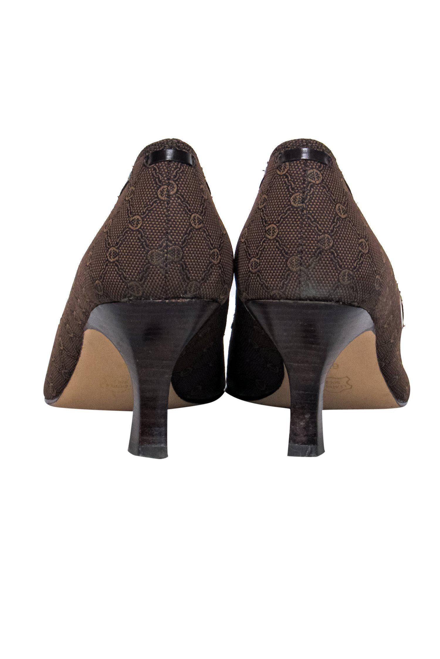 Etienne Aigner Brown Logo Kitten Heels - Size 6: Vintage Glam for Fashionistas
