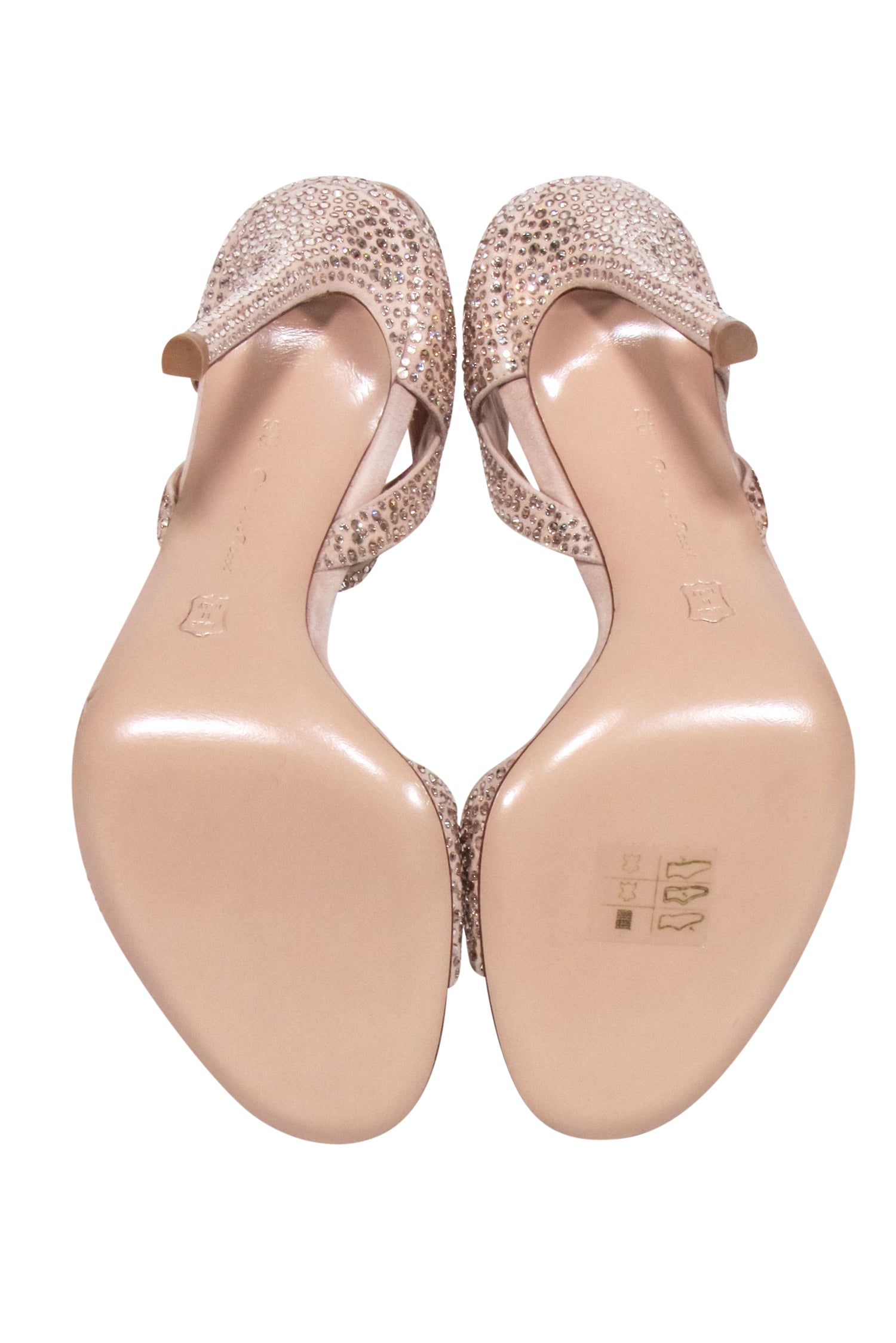 Gianvito Rossi - Chic Beige Strappy Heels with Sparkling Rhinestones, Size 5.5