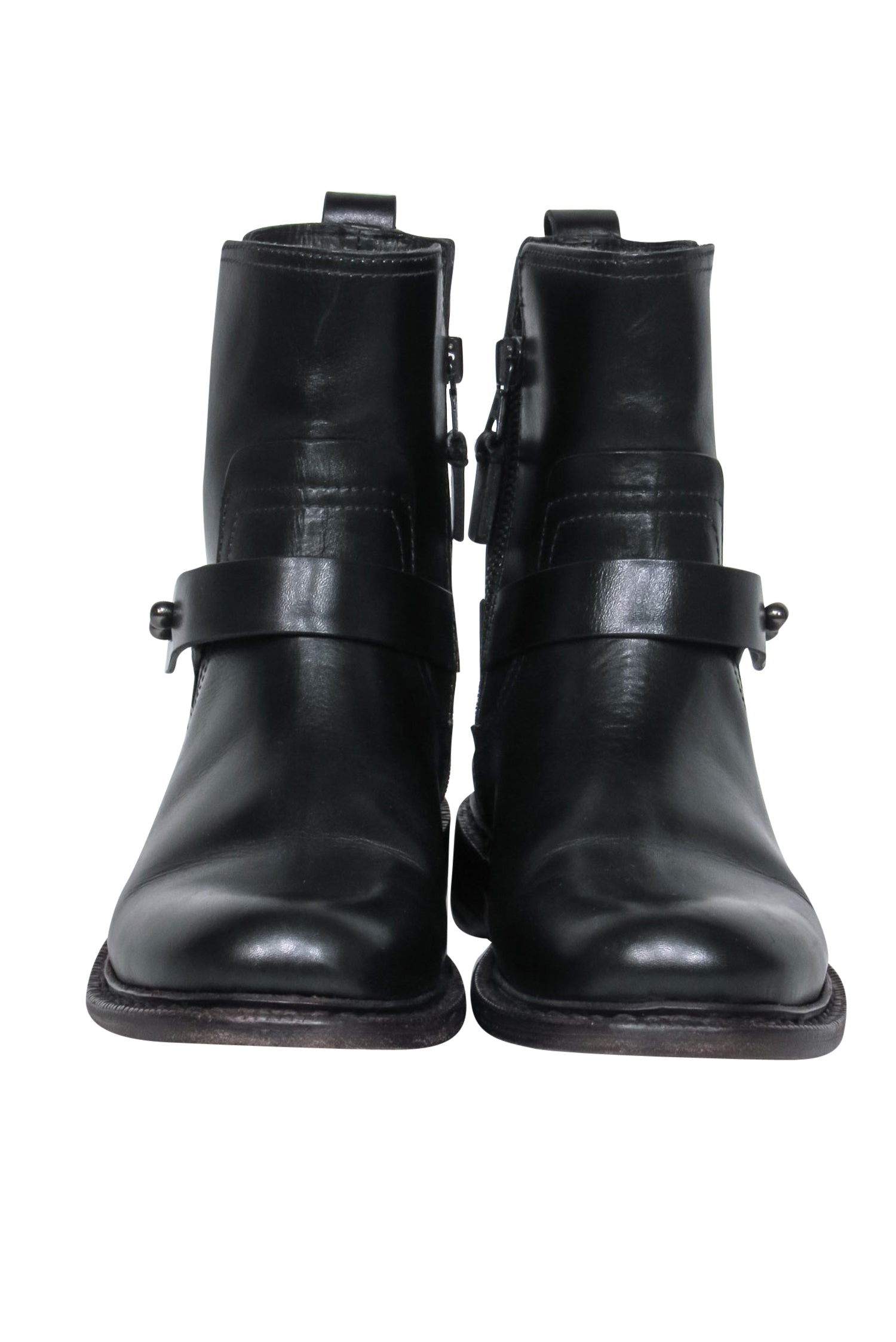 Rag & Bone Black Leather Ankle Booties with Buckle - Size 6