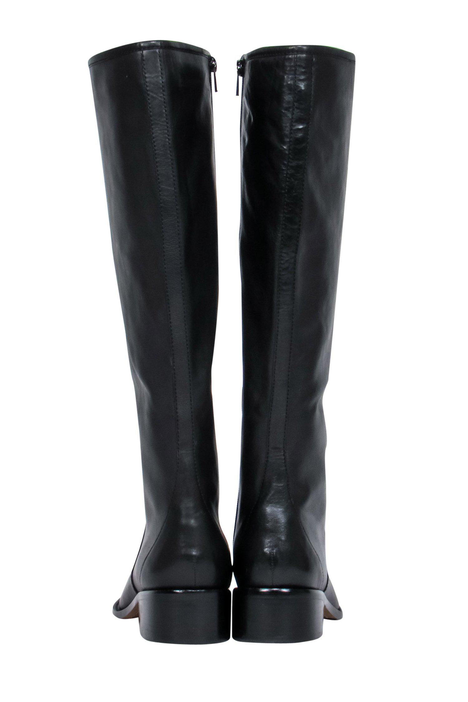 Delman's Stylish Black Leather Heeled Riding Boots - Size 9