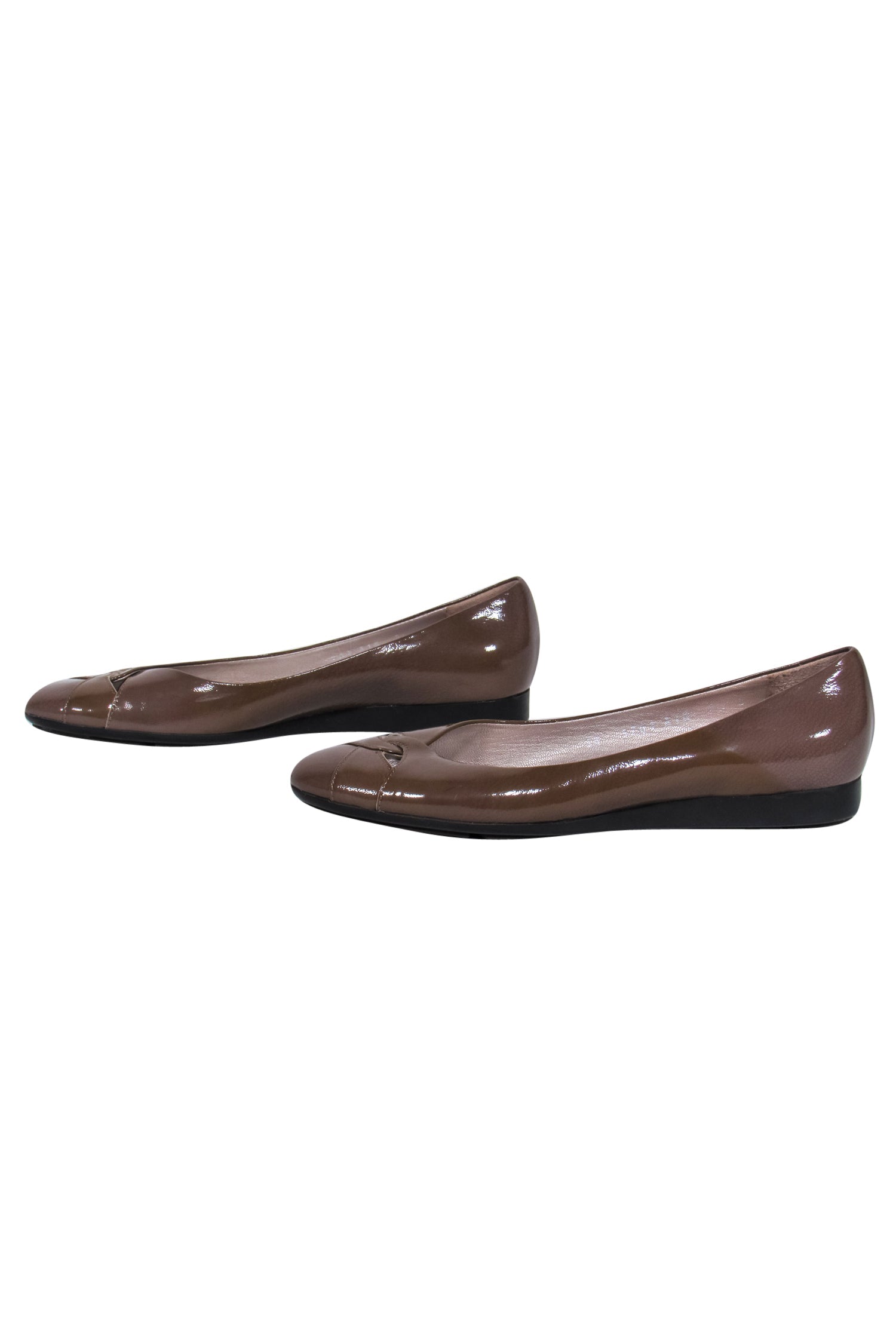 Ferragamo Brown Patent Leather Cutout Ballet Flats - Size 5.5