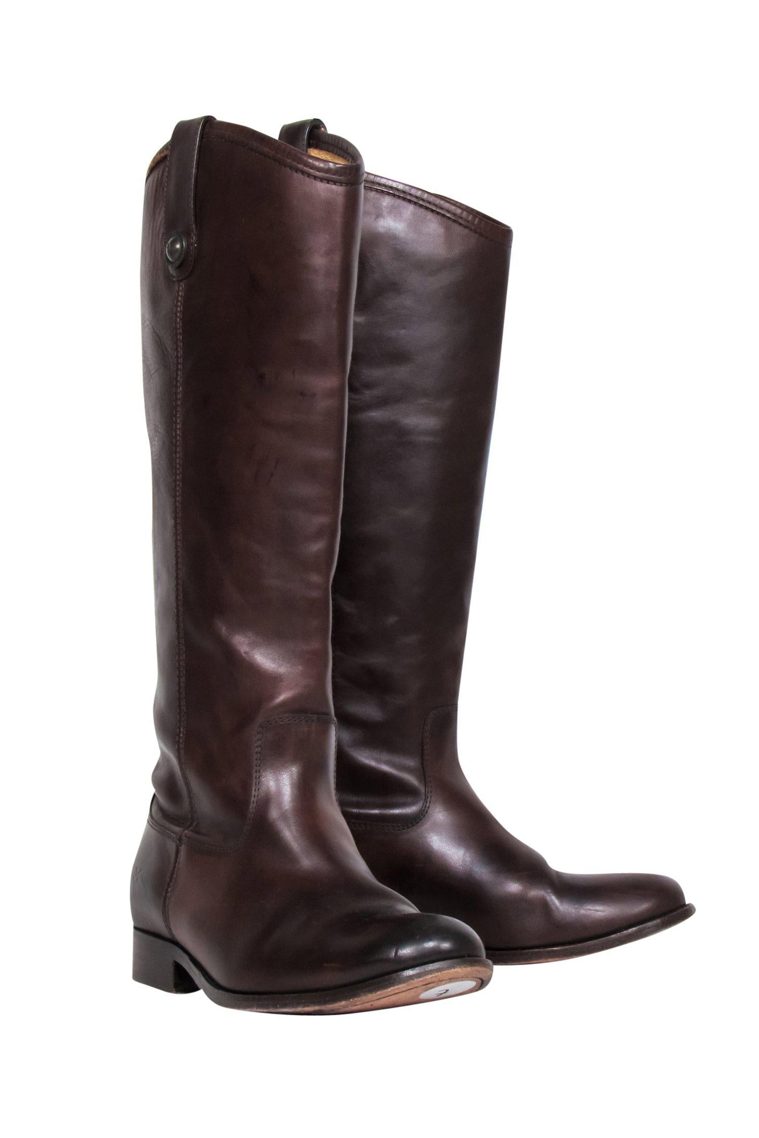 Frye Brown Leather Knee-High Riding Boots - Size 7
