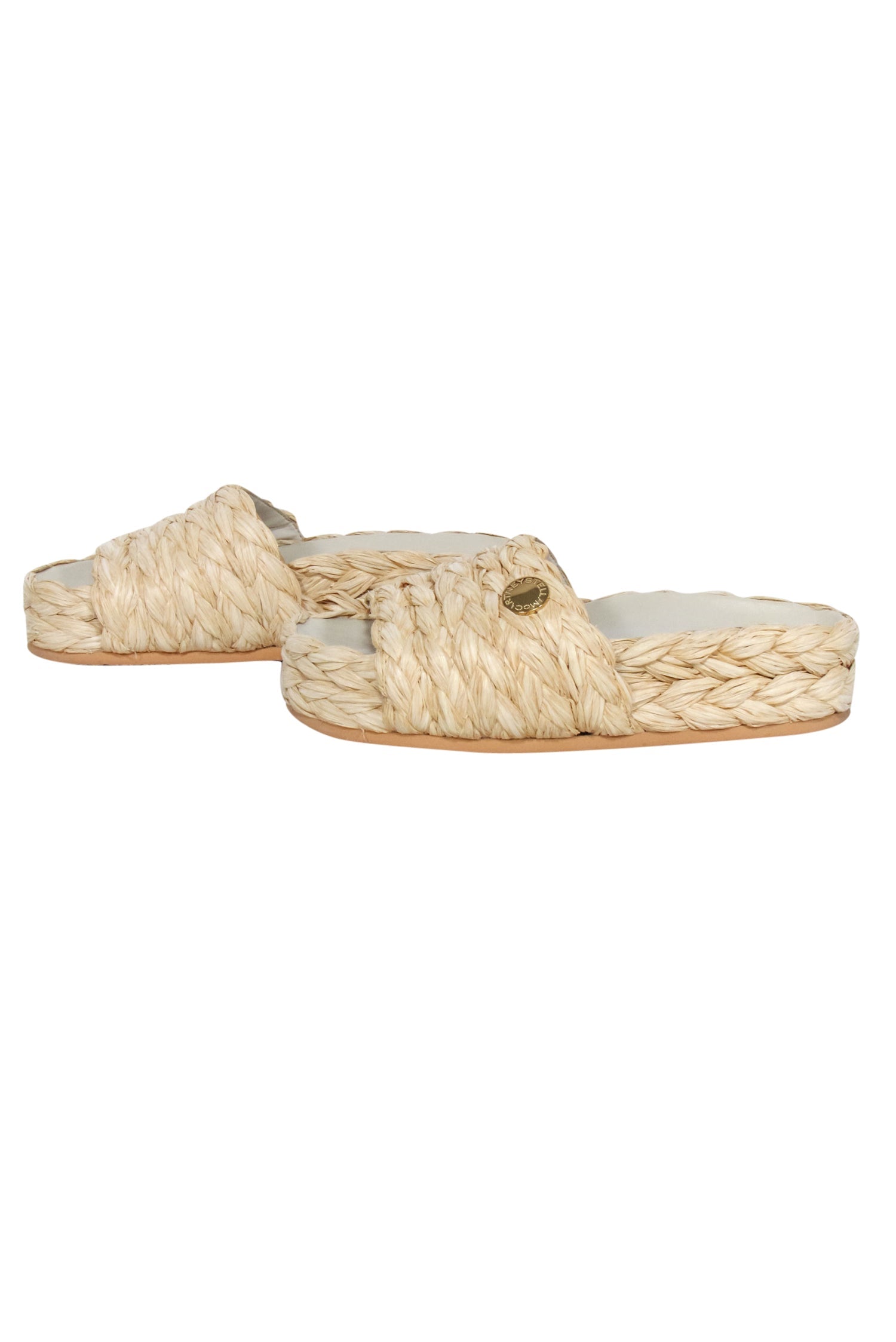 Stella McCartney's Beige Skyla Raffia Slide Sandals - Size 6: The Ultimate Vacation Essential