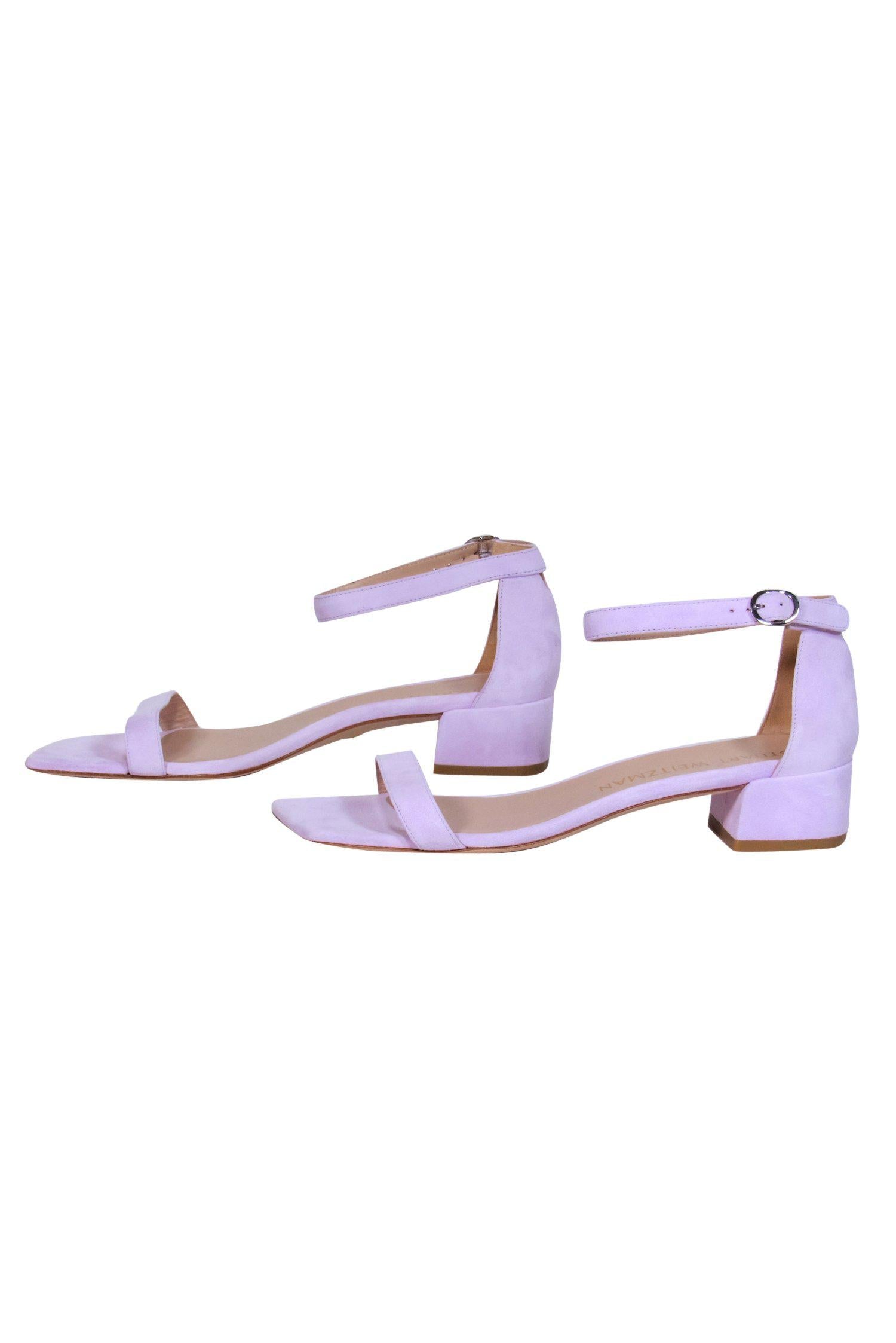 Stuart Weitzman Lilac Suede Ankle - Strap Square - Toe Sandals: Size 11.5 Must - Haves!