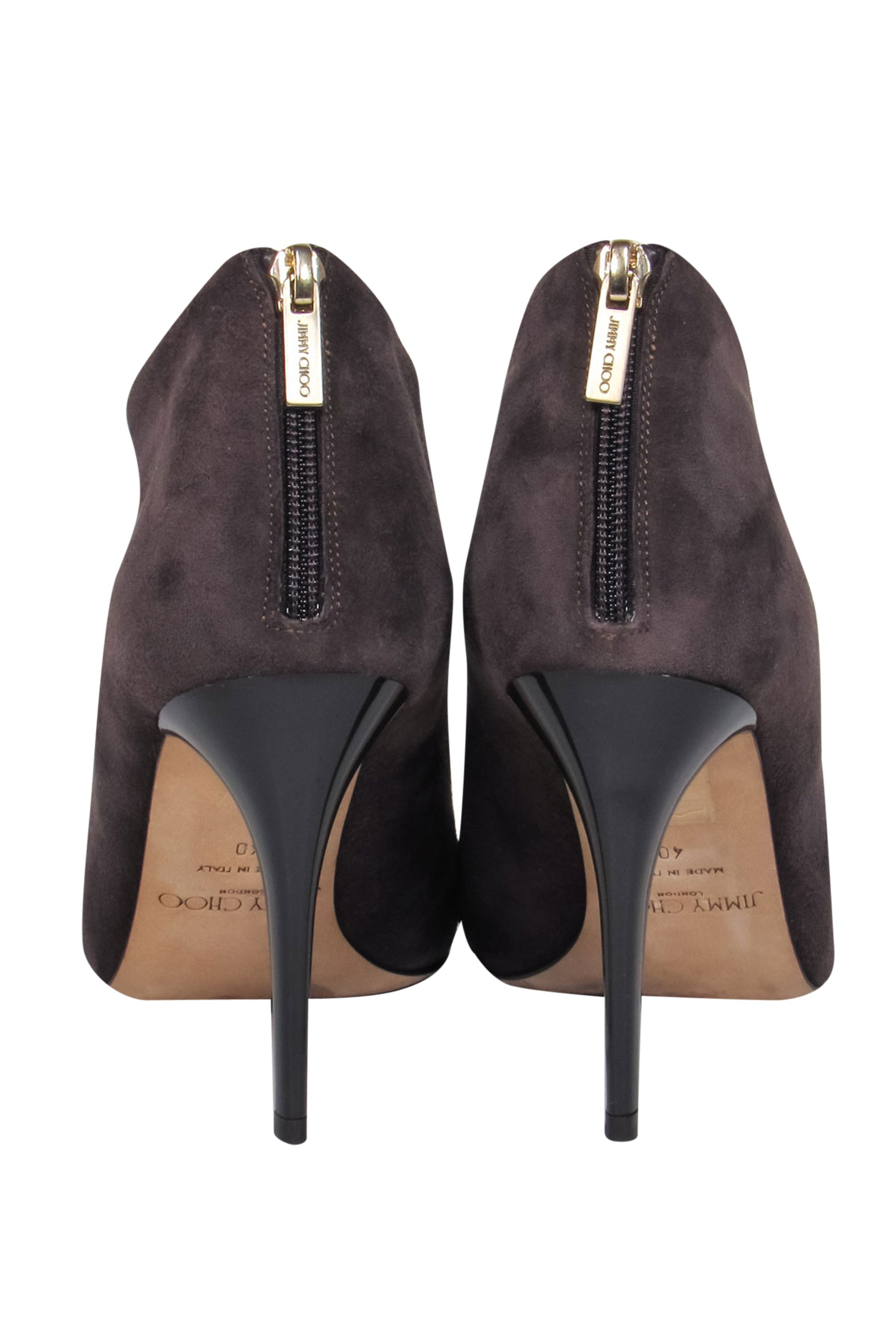 Jimmy Choo Brown Suede Heeled Booties - Size 10: Elevate Your Style!