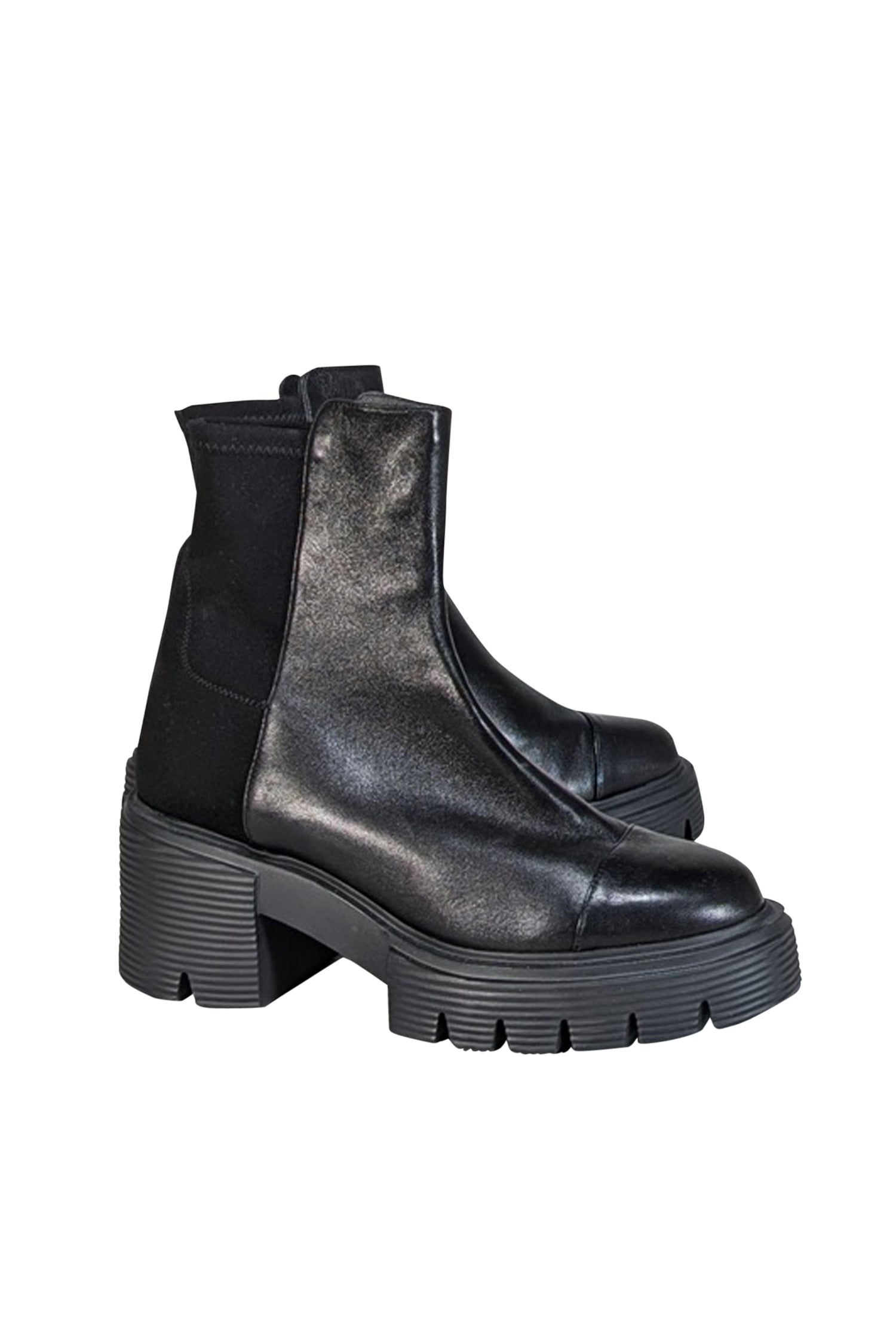 Stuart Weitzman's Stylish Black Platform Chunky Leather Short Boots - Size 8