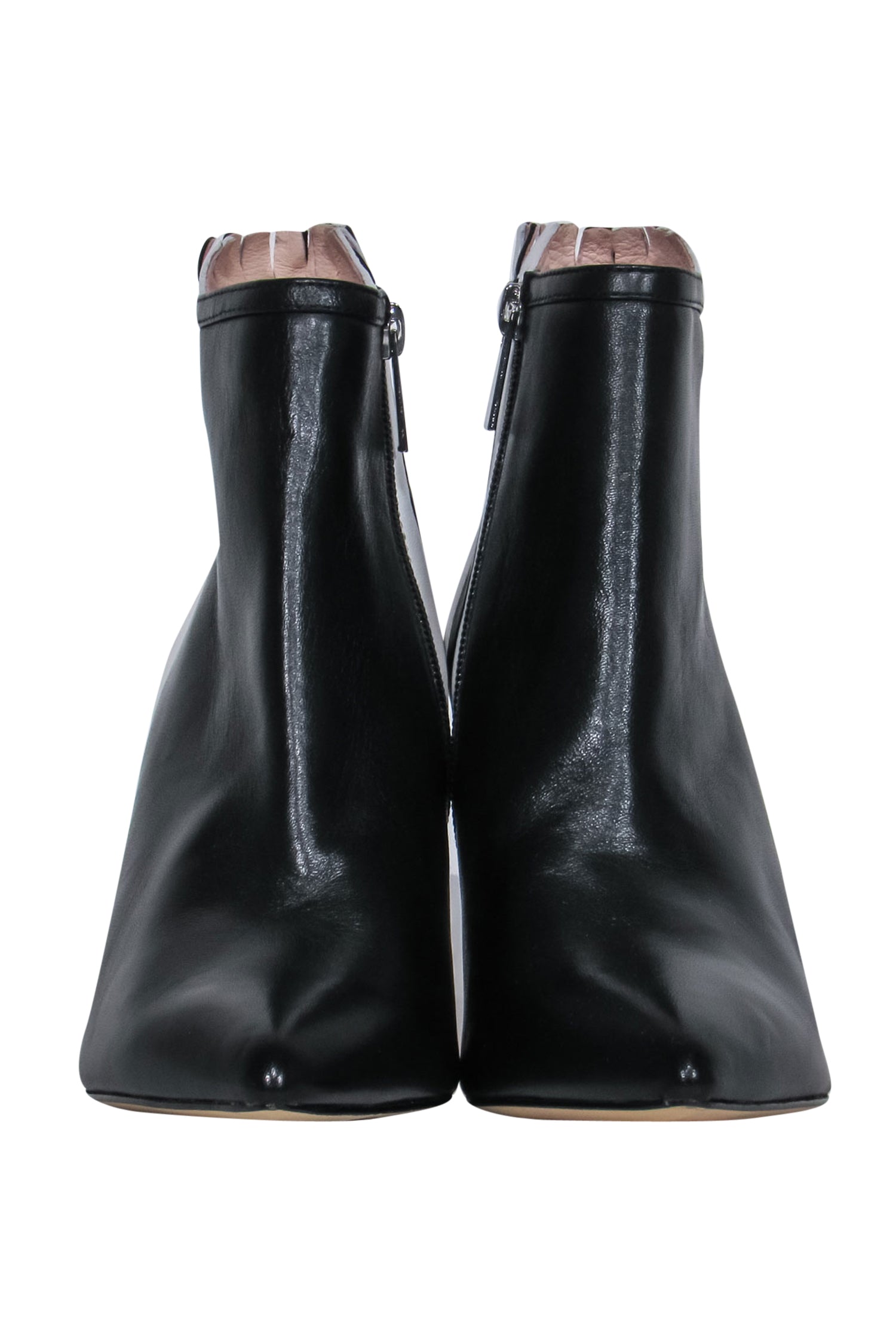 Rachel Zoe Black Leather Heeled Ankle Booties with White Racing Stripes - Size 8