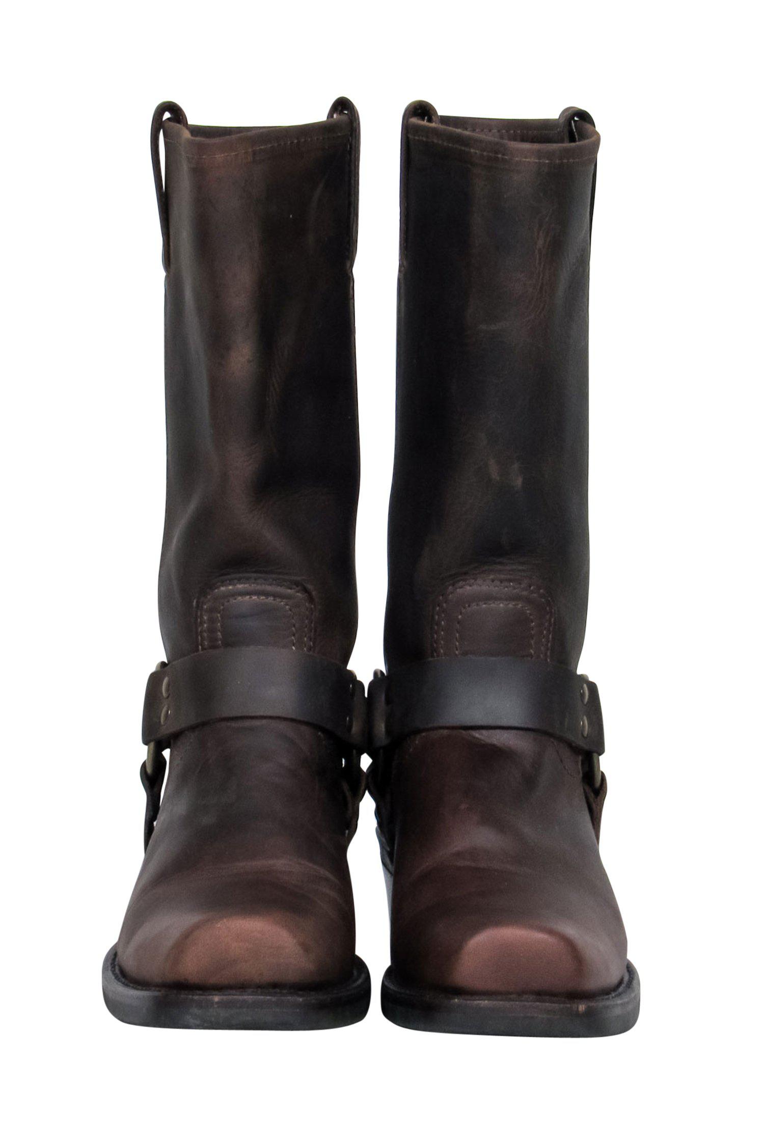 Frye Brown Western Leather Calf-High Boots - Size 9: Add Cowboy Cool to Your Look!