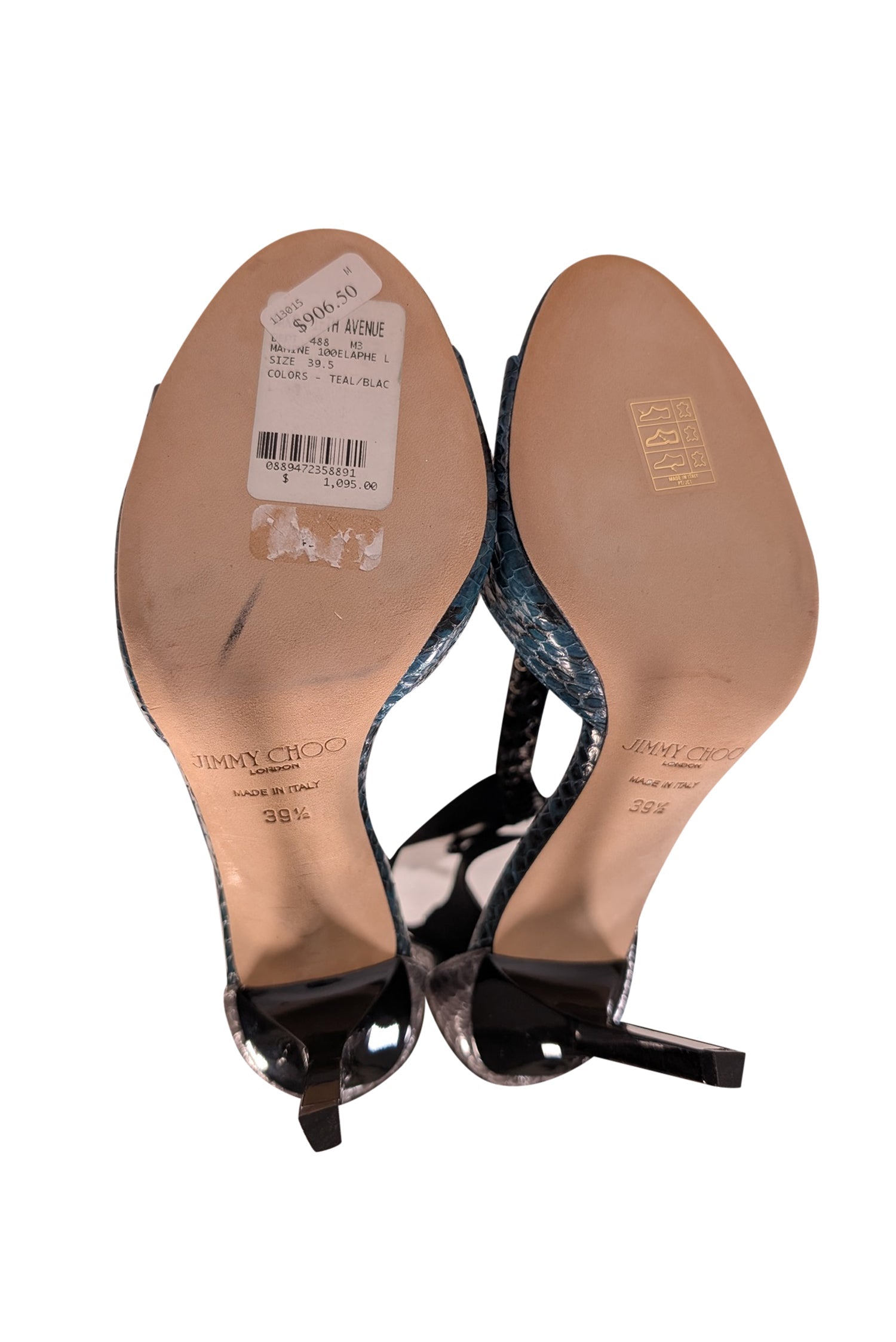 Jimmy Choo Teal Green Snake-Embossed Strappy Pumps: Size 9.5 - Unleash Your Inner Siren!