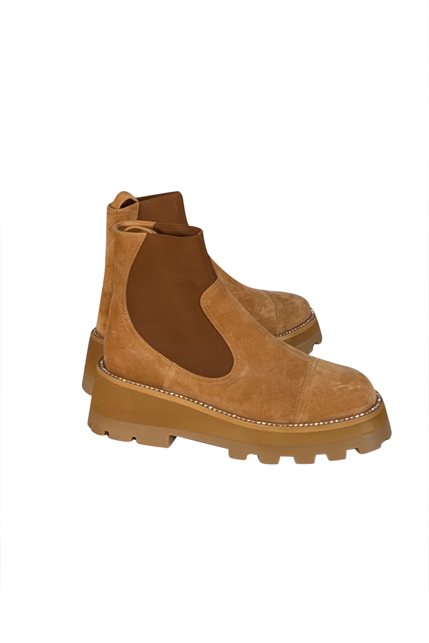 Jimmy Choo Tan Suede Short Boots with Rhinestone Trim - Size 11