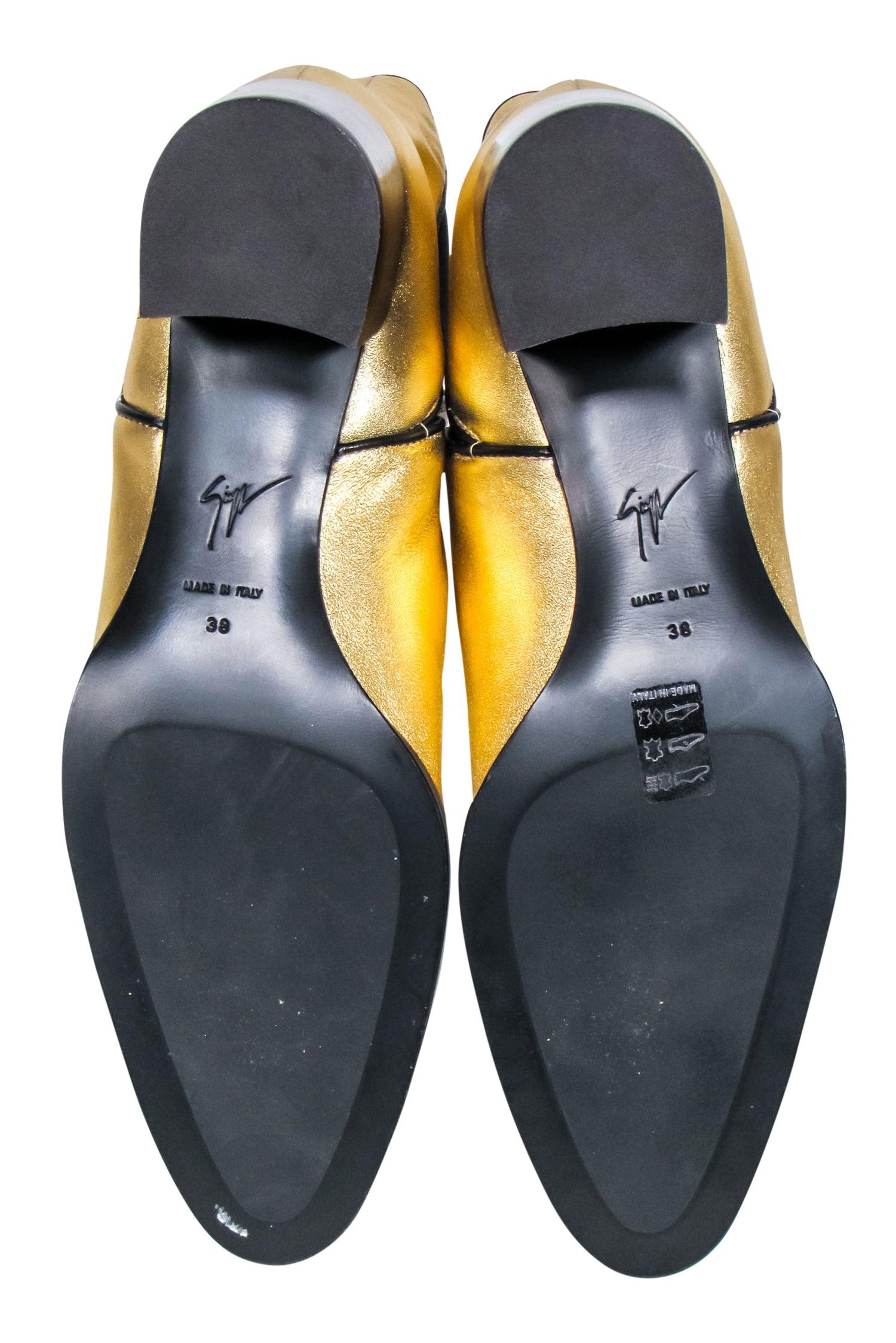 Giuseppe Zanotti - Stunning Gold Metallic & Black Detail Short Boots in Size 8