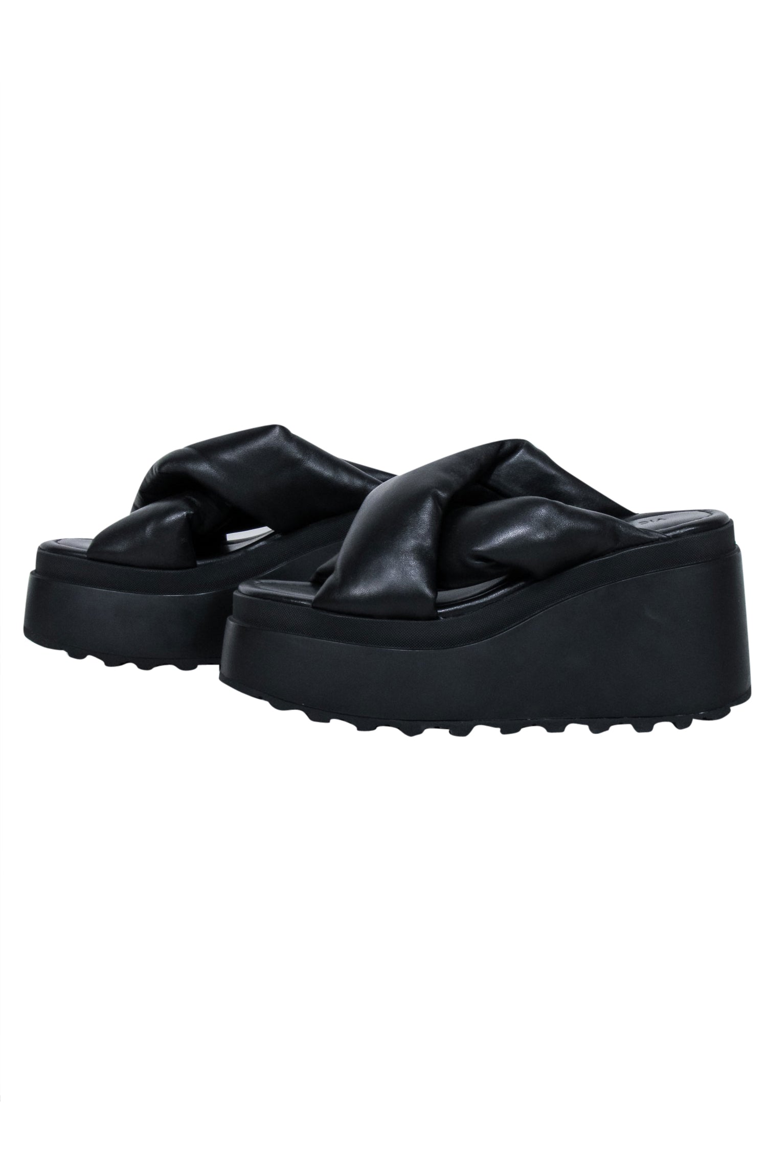 Vic Matie's Trendy Black Platform Chunky Slide Sandals - Size 7