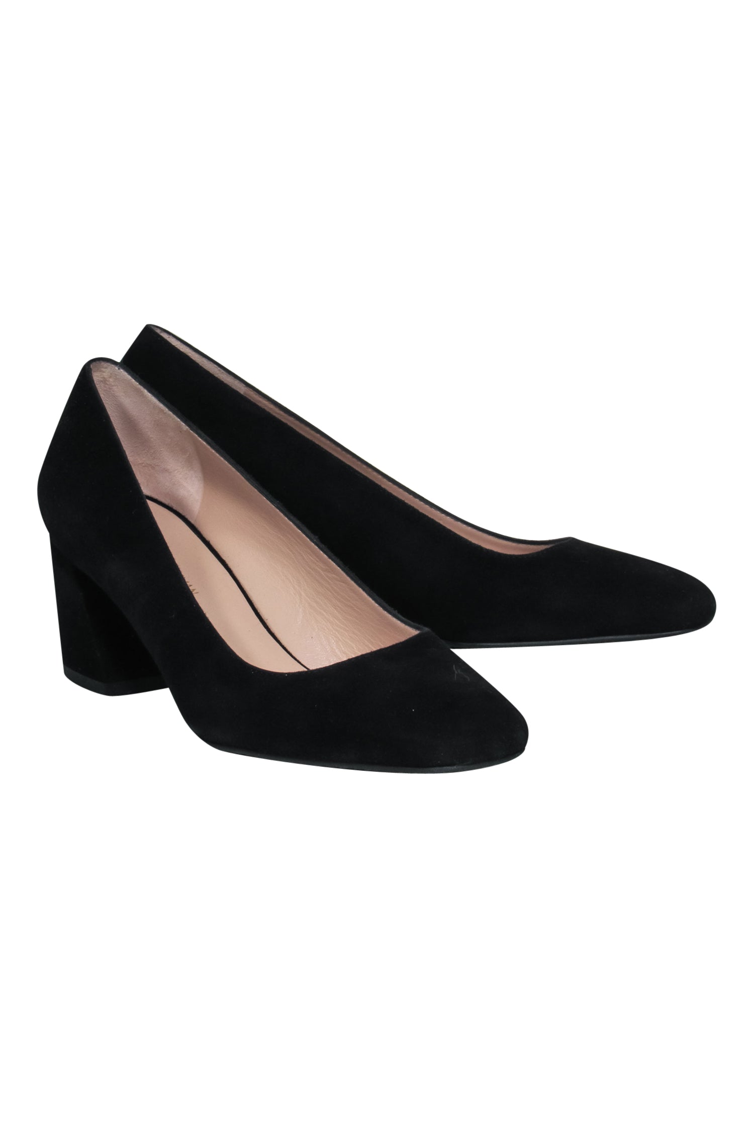 Stuart Weitzman's Stylish Black Square Toe Suede Block Heels - Size 8