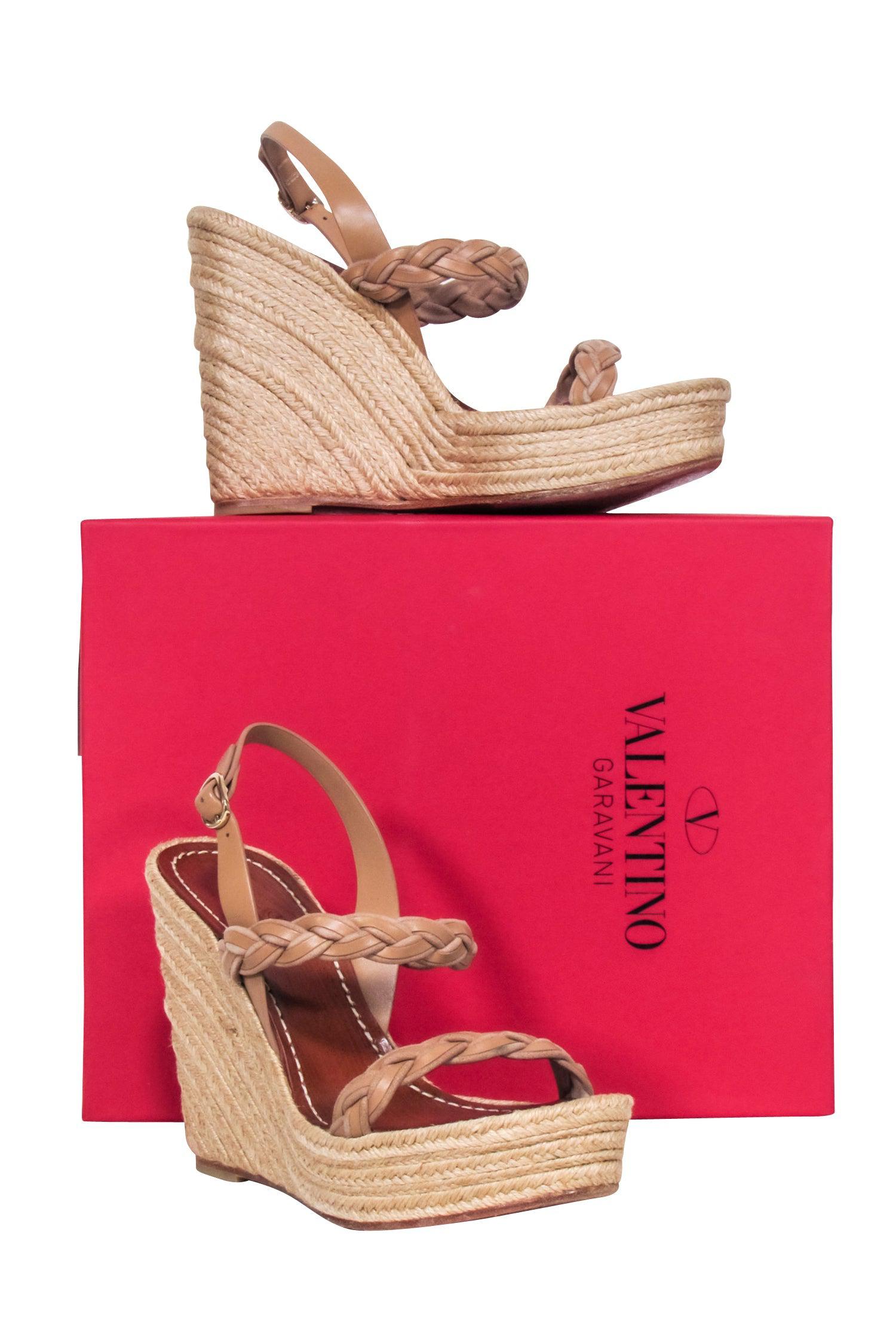 Valentino Tan Espadrille Wedges - Size 7.5: Summer Fashion Essential