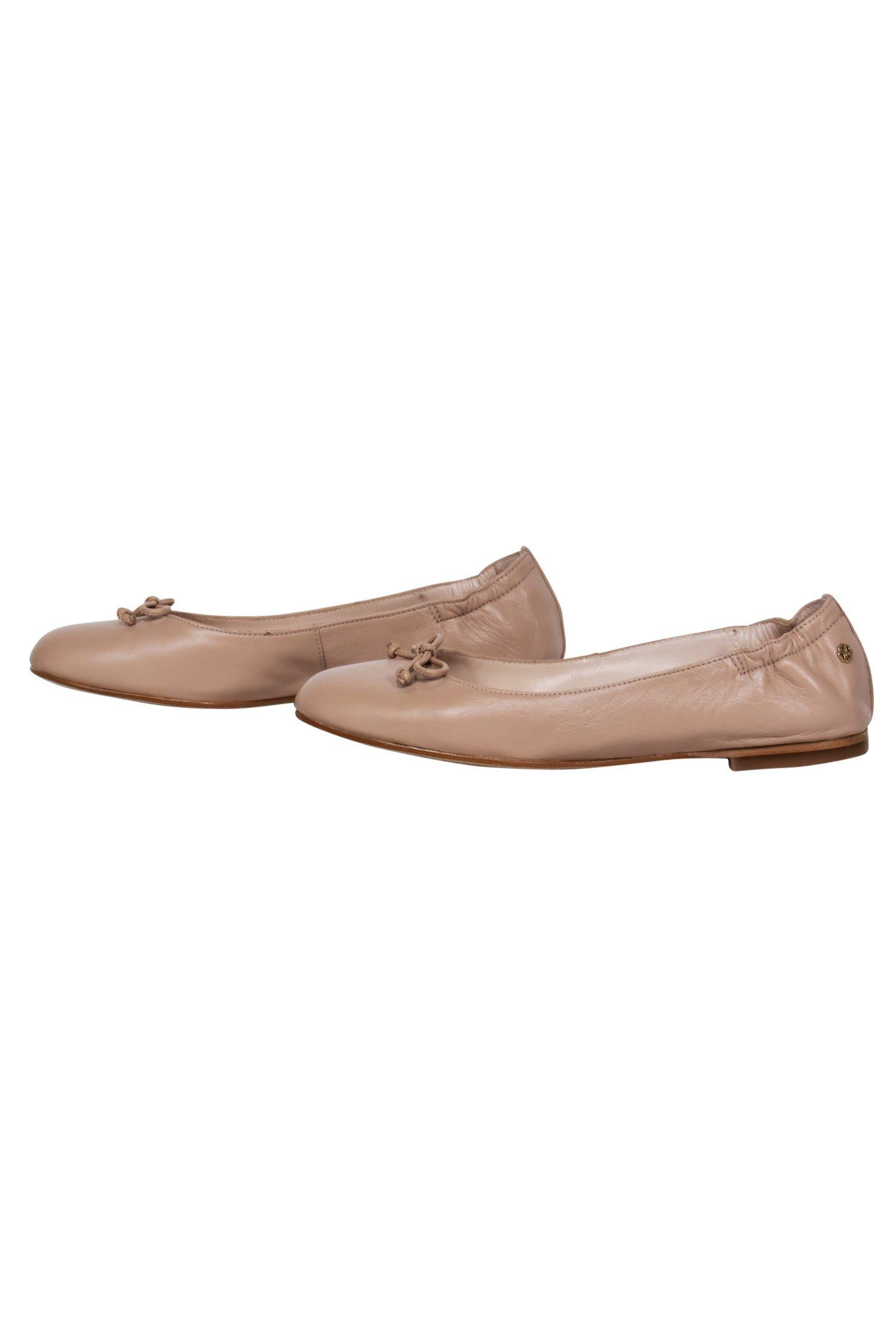 L.K. Bennett Nude Nappa Leather Bow-Toe Ballet Flats - Size 6.5