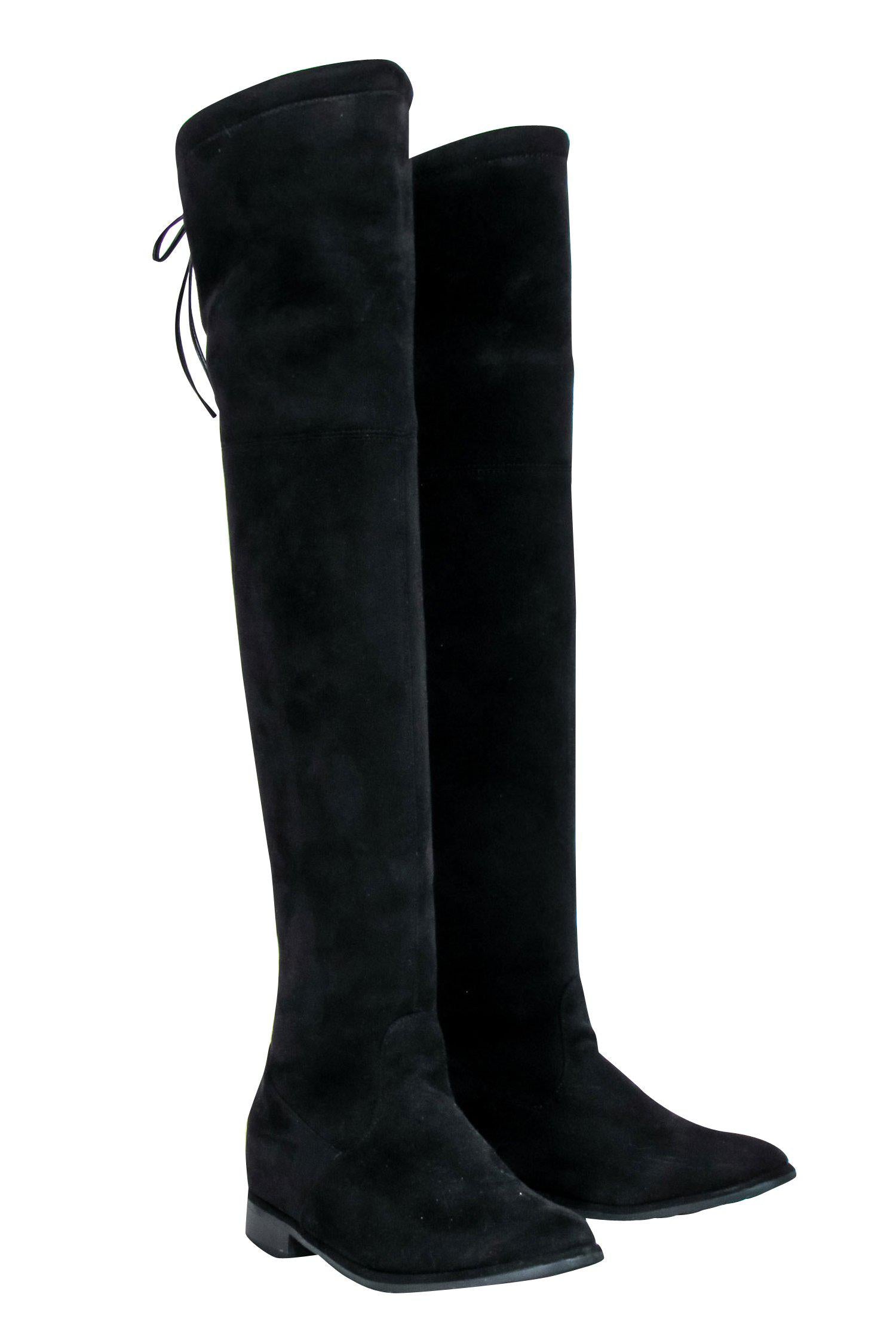 Stuart Weitzman Black Faux Suede Over-the-Knee Boots - Size 8.5