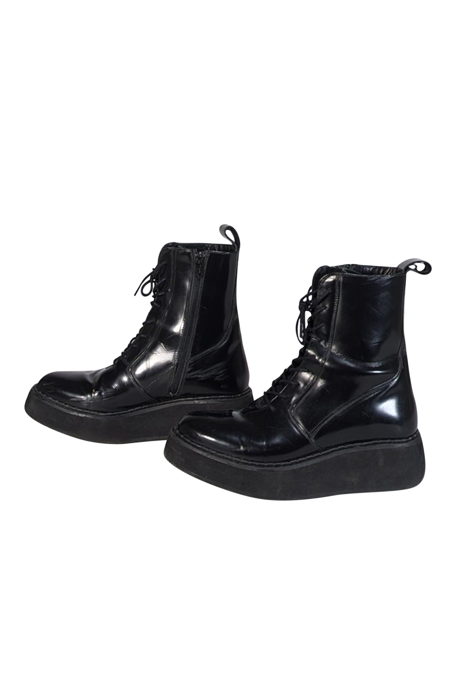 Rachel Comey's Edgy Black Leather Lace - Up Combat Boots, Size 8