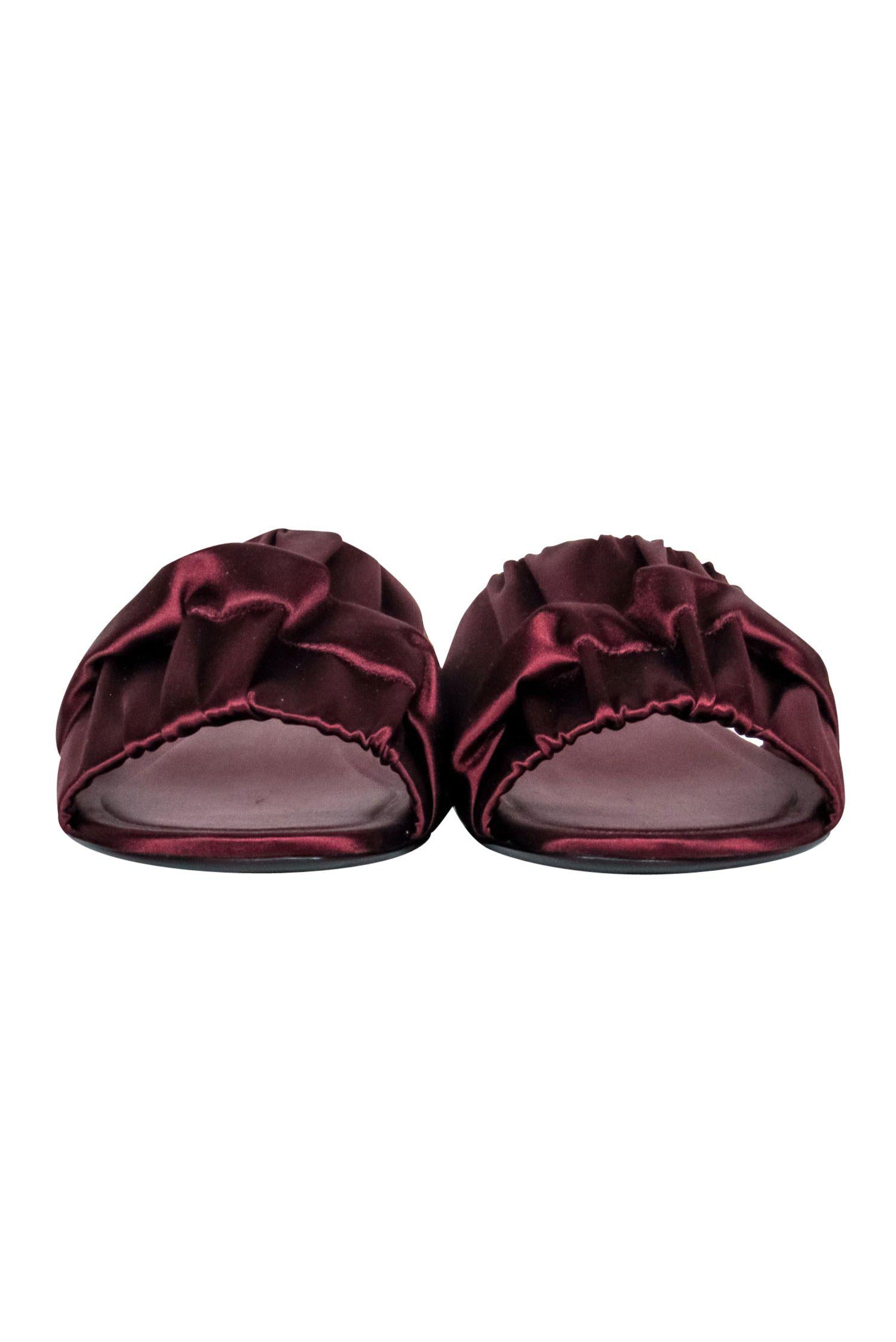 The Row - Stunning Oxblood Satin Ellen Slide Sandals in Size 7