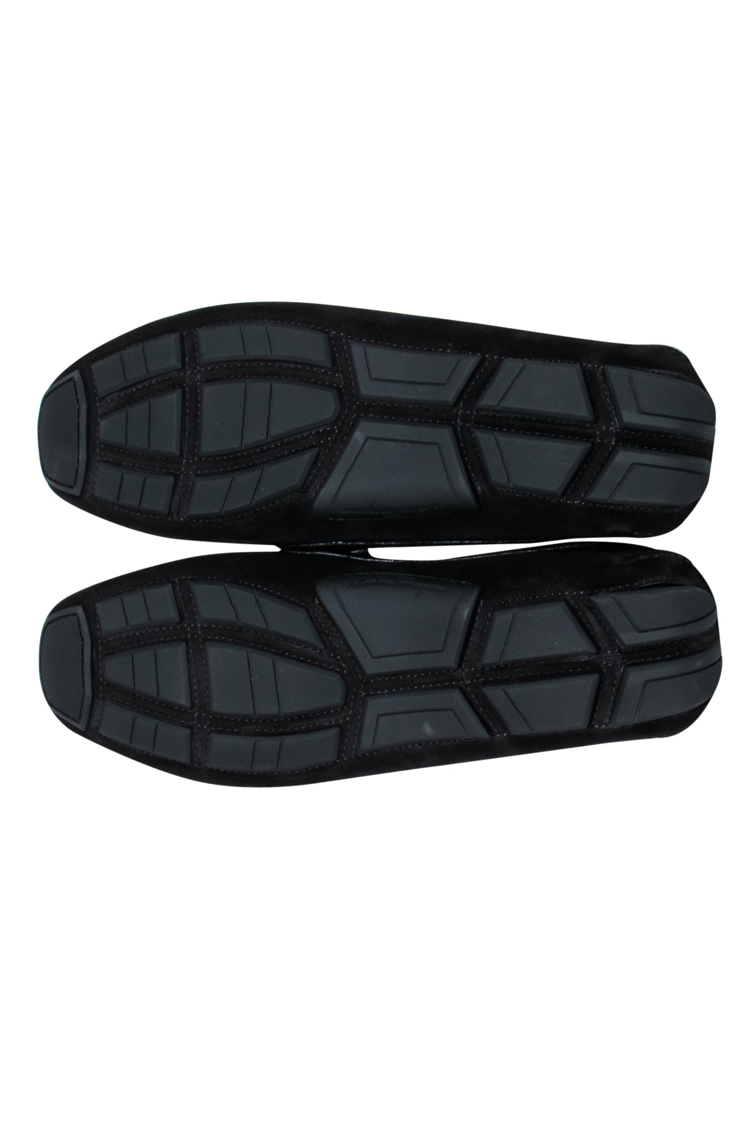 Ferragamo Black Suede Luxury Mink-Trimmed Loafers with Gold Details - Size 11