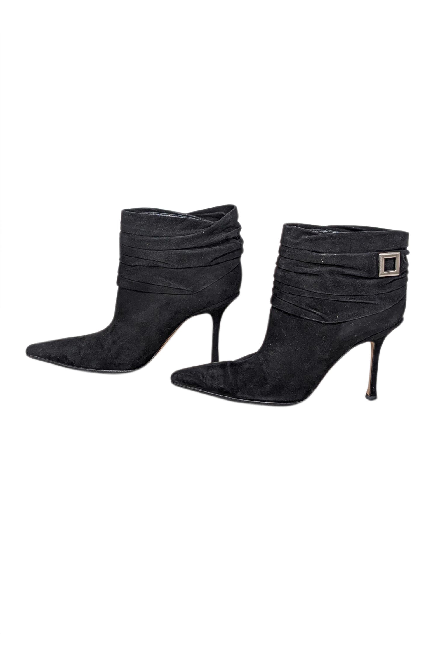 Jimmy Choo - Stunning Black Ruched Suede Short Boots, Size 9