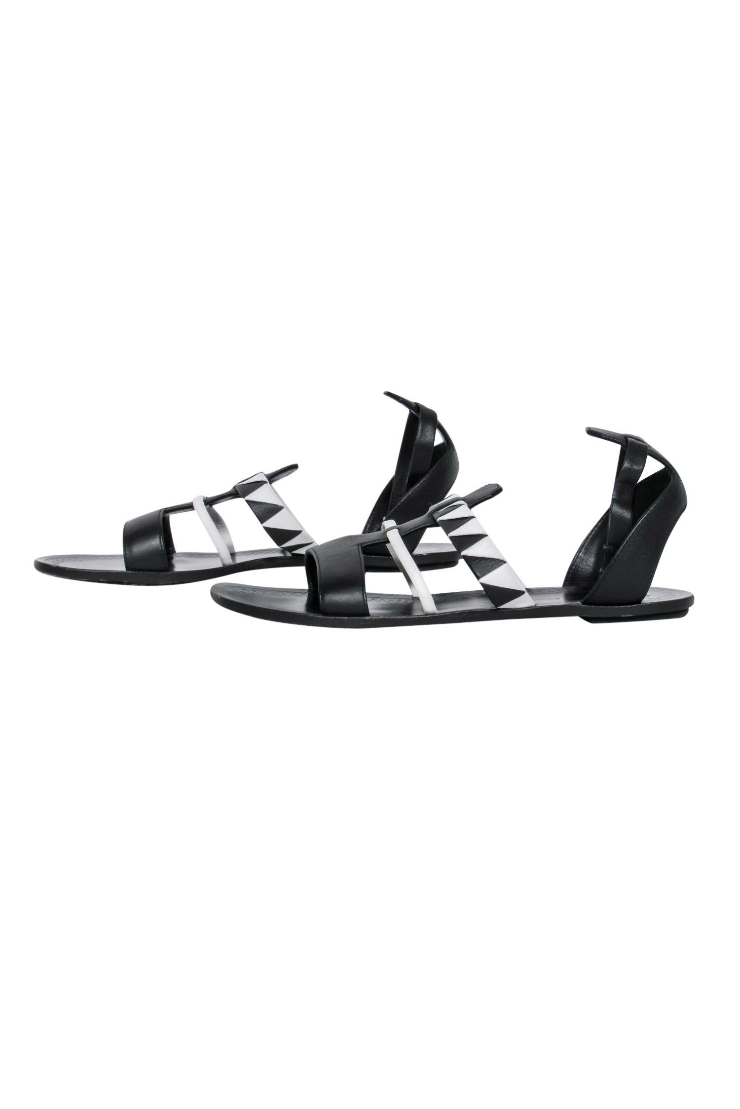 Proenza Schouler - Stunning Black & White Geometric Woven Strappy Sandals in Size 9