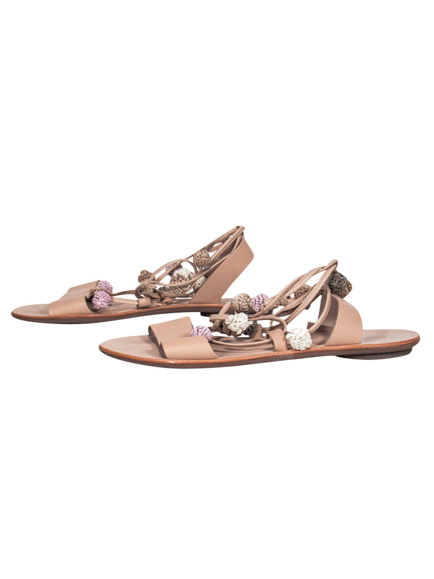 Loeffler Randall - Stunning Tan Strappy Sandals with Baubles, Size 7